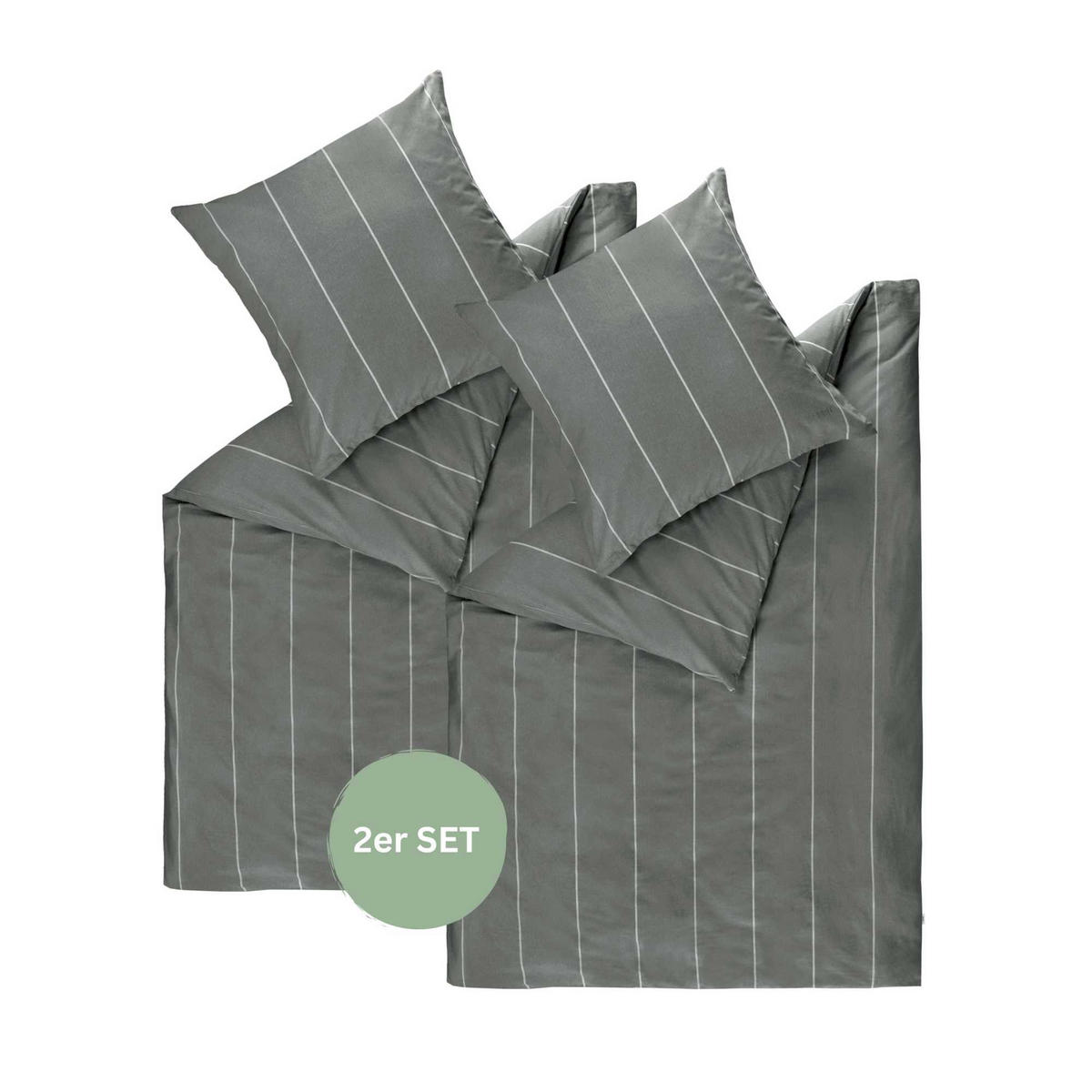 RENFORCE BETTWÄSCHE HARPLINES 2er Set - Anthrazit, Textil (140/200cm) - Esprit