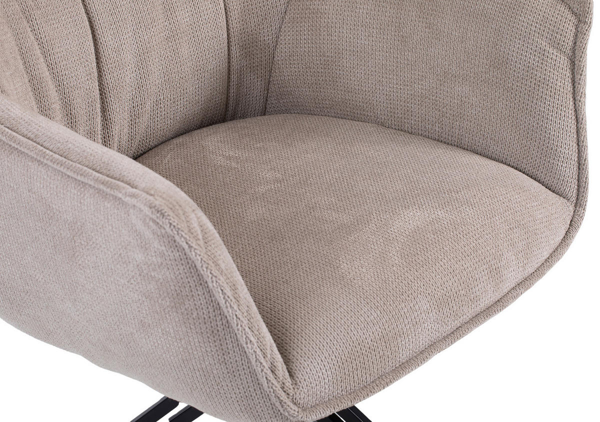 ESSZIMMERSTUHL 2-er Set Ginosa beige drehbar - Beige/Schwarz, Textil/Metall (62/90/66cm) - Mr. Deko