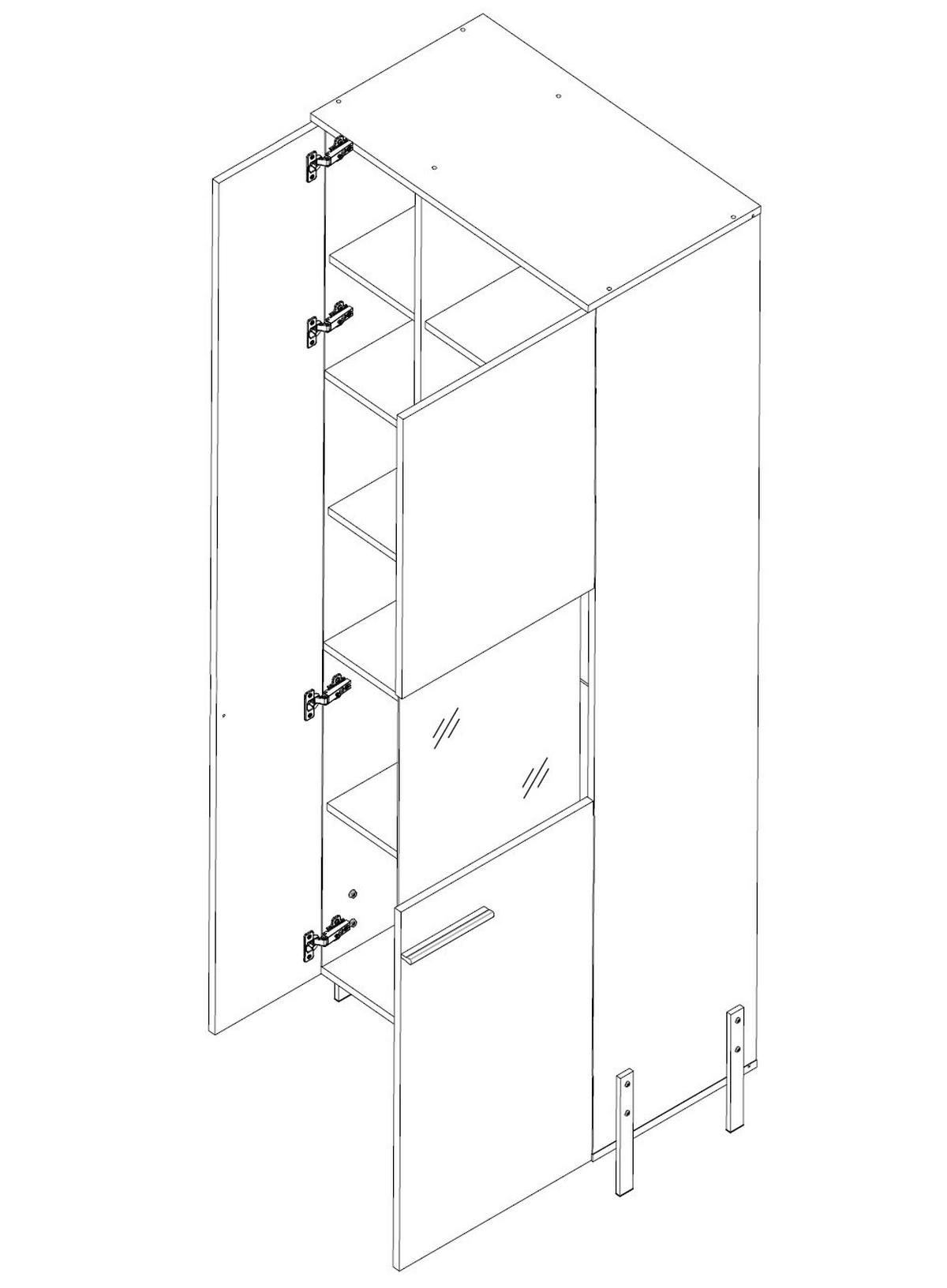 VITRINE Vigo weiß / weiß Hochglanz 70 / 40 / 200cm - Weiß Hochglanz/Schwarz, Holz/Holzwerkstoff (70/200/40cm) - Feldmann-Wohnen