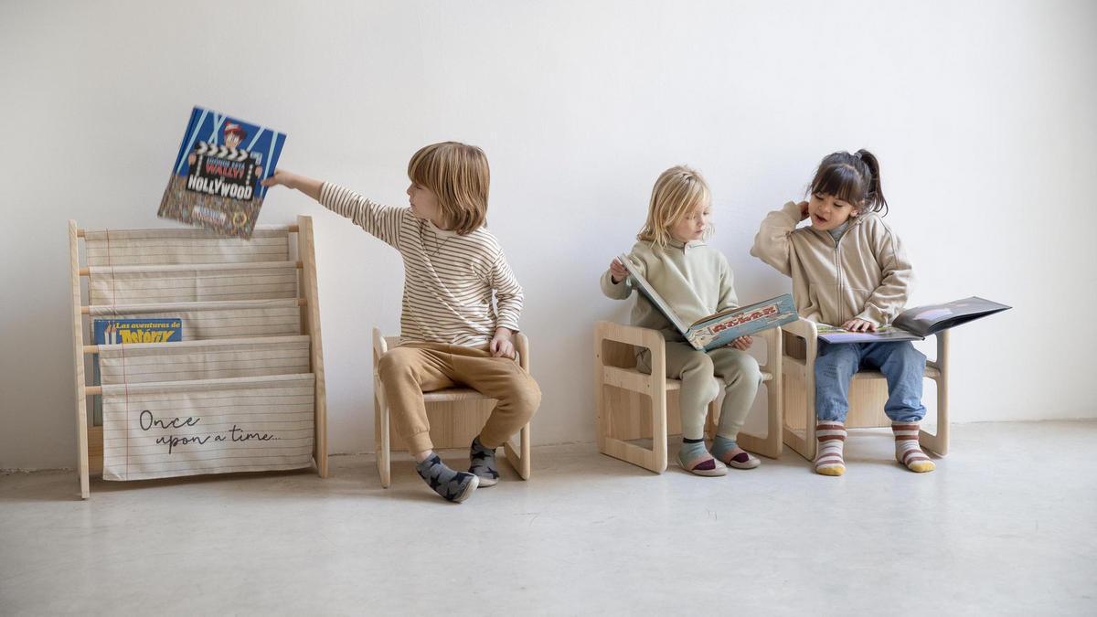 STUHL-SET 3tlg. aus naturfarbenem Kiefernholz MONTESSORI - Beige, Holz (40/40/40cm) - RNT By Really Nice Things