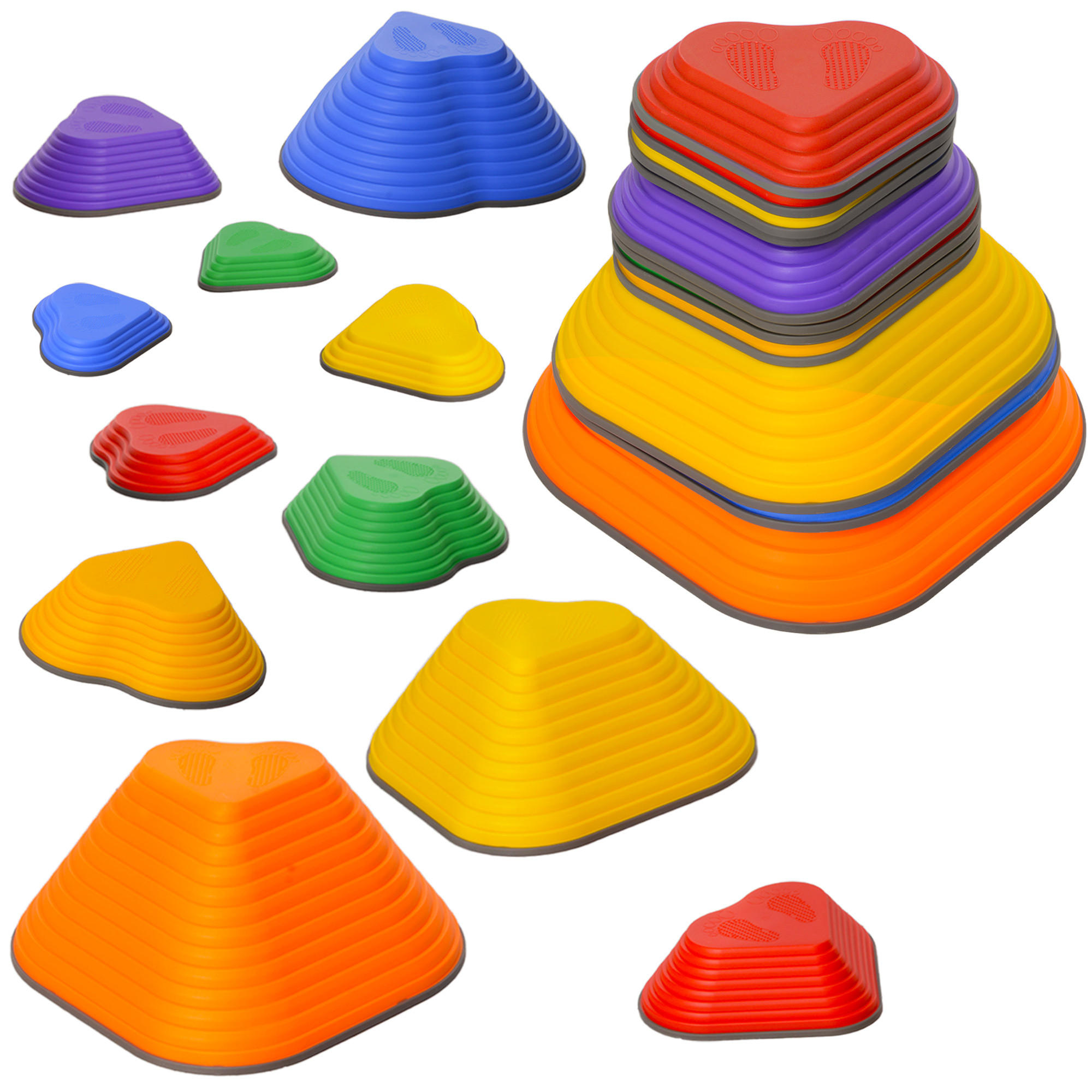 BALANCE-TRITTSTEINE, 11er-Set, stapelbar & leicht, rutschfest, für Innen/Außen - Multicolor, Kunststoff (39/20/42cm) - AIYAPLAY