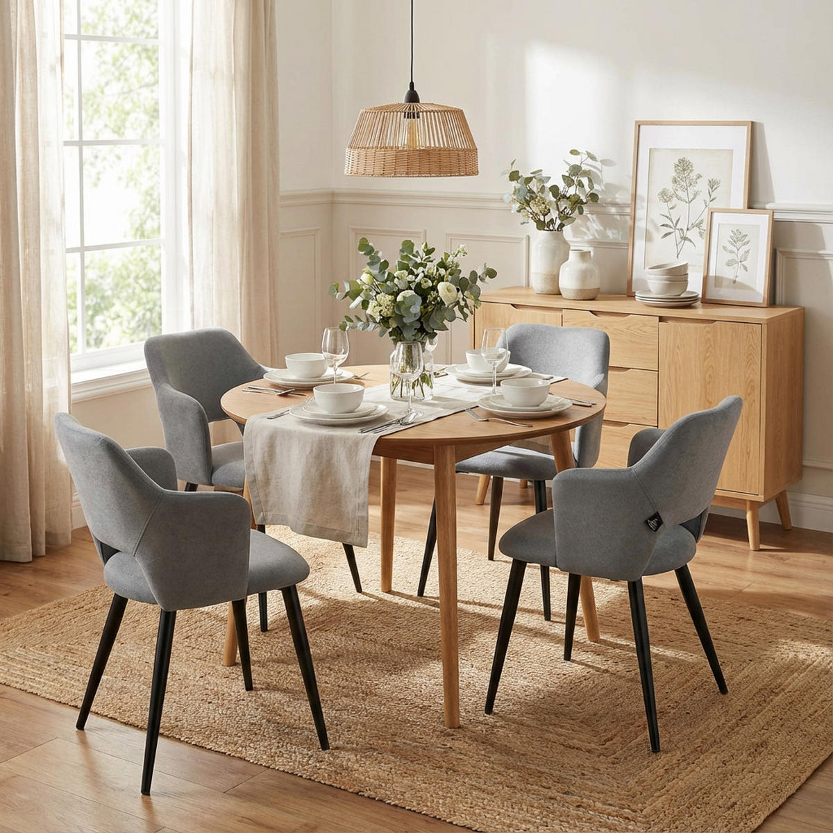 ESSZIMMERSTUHL 4er Set Haustierfreundlich in Grau - Grau, Textil (63/53/55cm) - Meubles Cosy