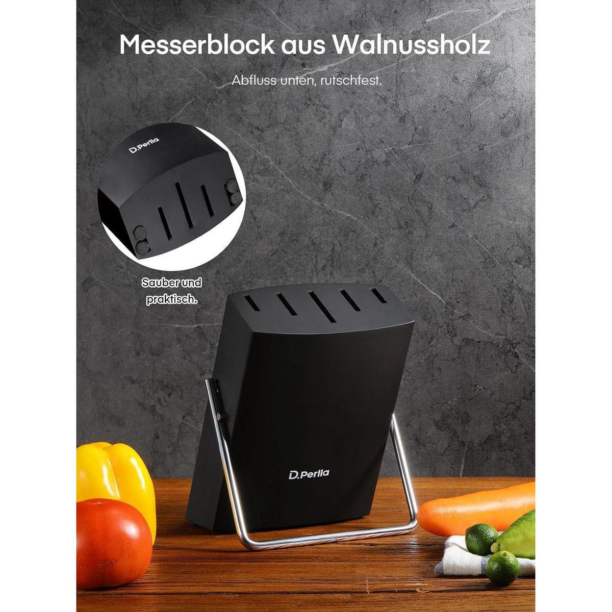 MESSERBLOCK Set 6-teilig Edelstahl Schwarz - Schwarz, Metall