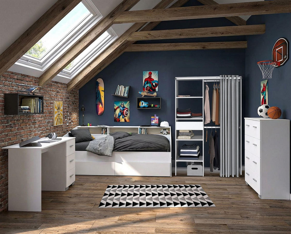 KINDERZIMMER SET Parisot Sleep 4-tlg. Holzdekor Weiß/Eiche - Eichefarben/Weiß, Kunststoff (100/1/200cm) - 58aufmkessel