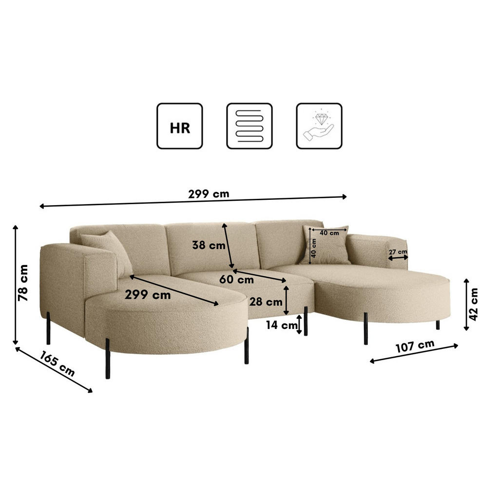 Thumbnail - Kaiser Möbel Ecksofa, Beige, Holz, 299x165 cm, Wohnzimmer, Sofas & Couches, Wohnlandschaften, Ecksofas