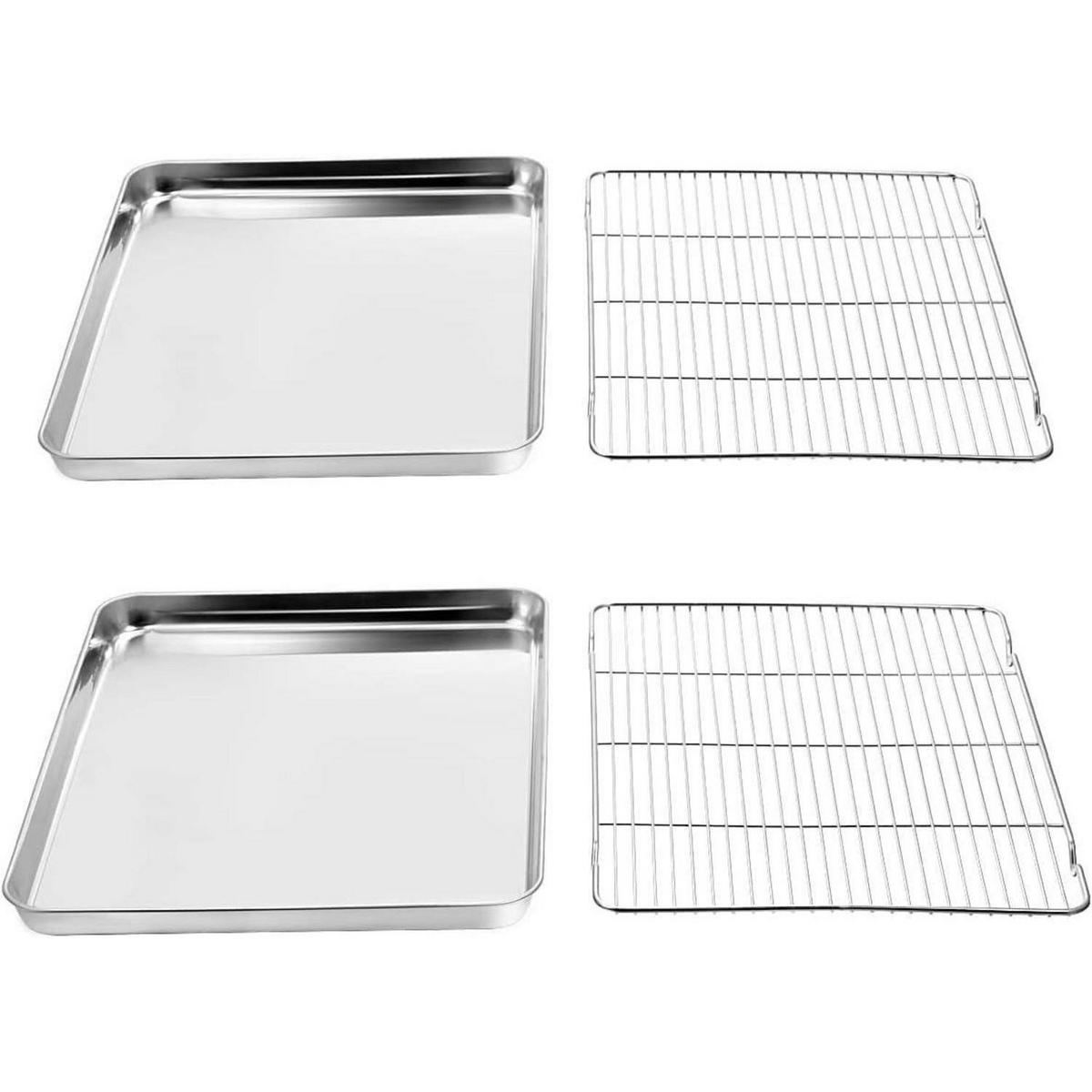 BACKBLECH mit Abkühlgitter 2-teiliges Set 40.5 x 30.5 cm - Silberfarben, Metall (12/3/16cm)