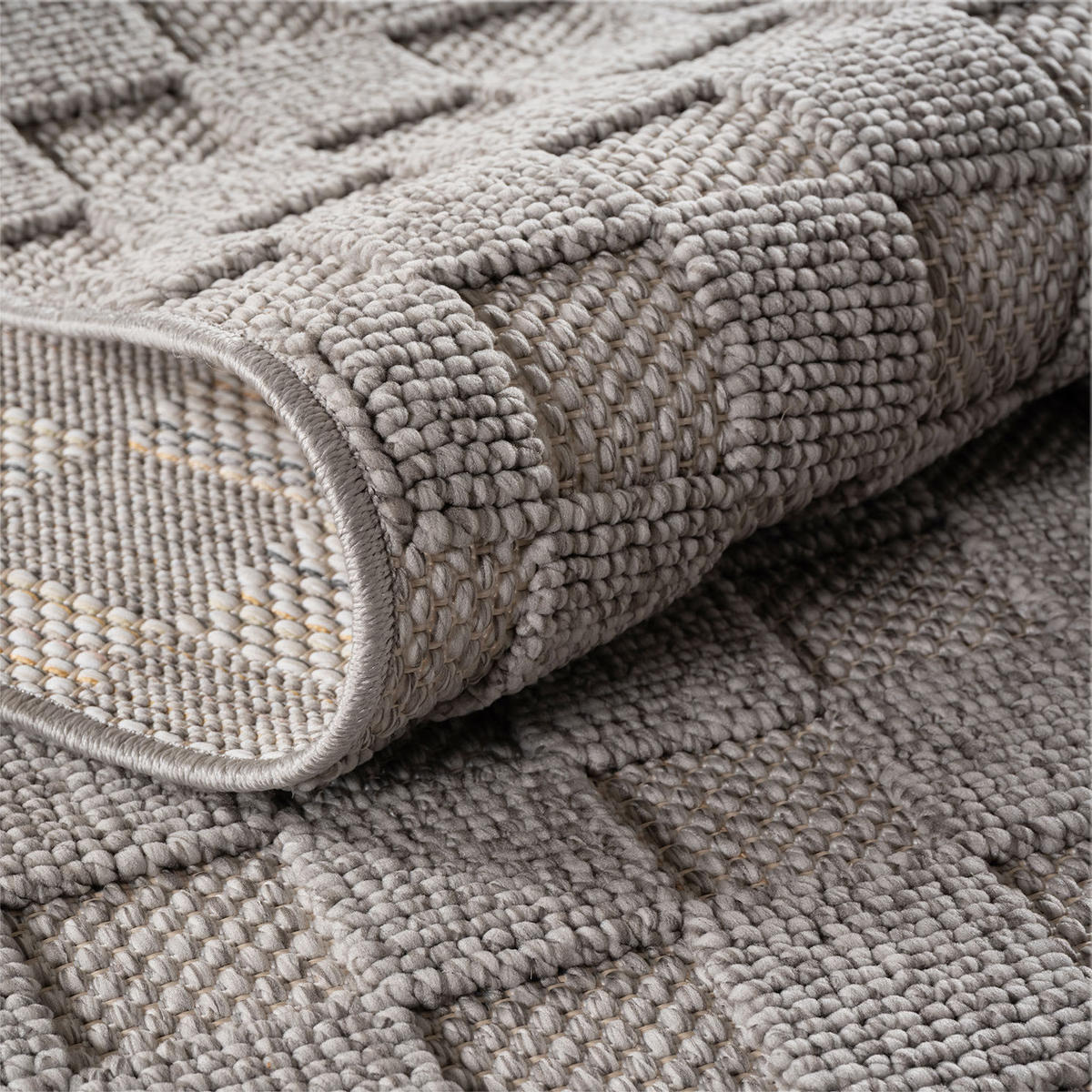 TEPPICH Flachgewebe LANGAU in Silber, mit Schachbrettmuster, 120 x 170 cm - Silberfarben, Textil (120/170cm) - KADIMA DESIGN