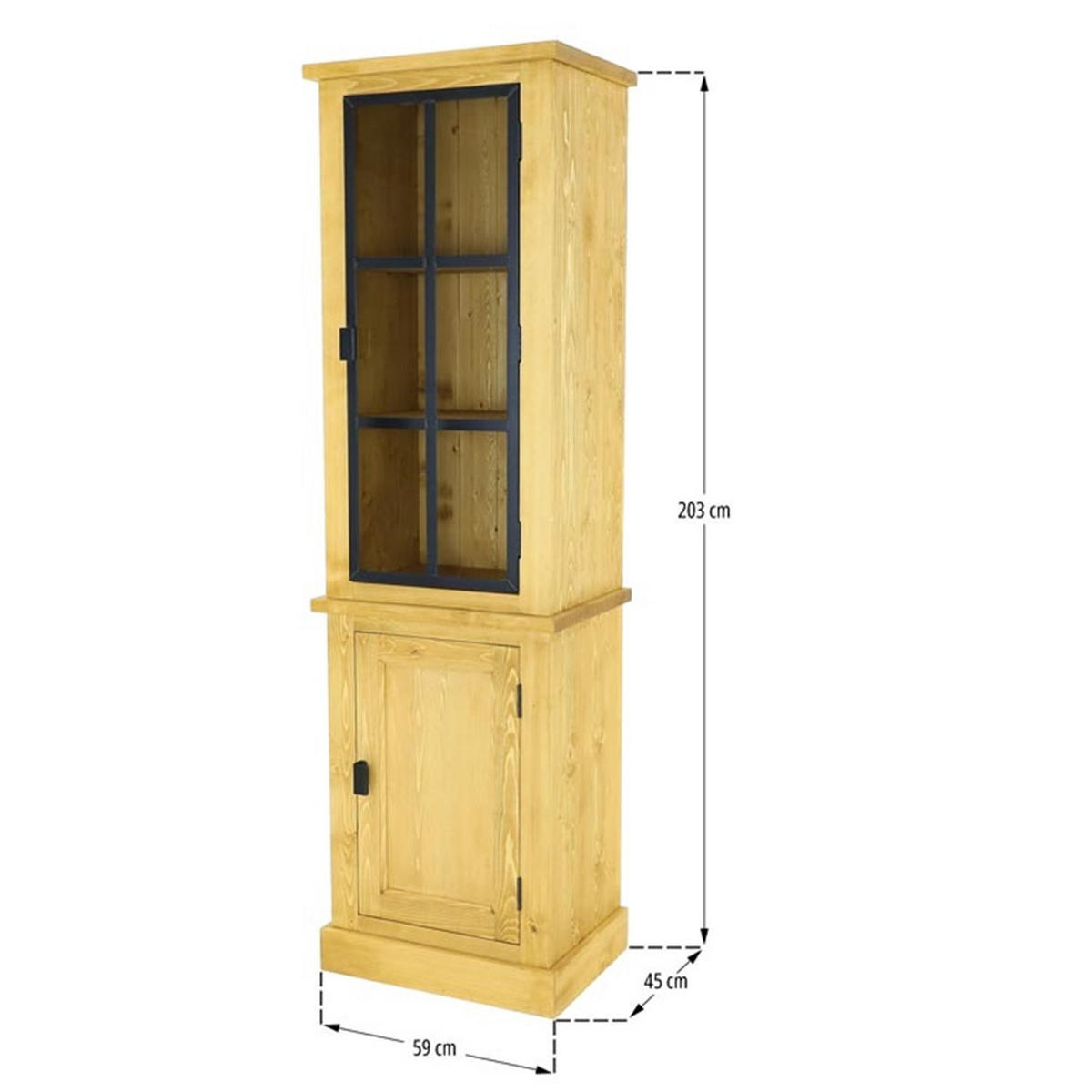 VITRINE aus Massivholz Industrial - Honig, Holz (59/203/45cm) - Seart