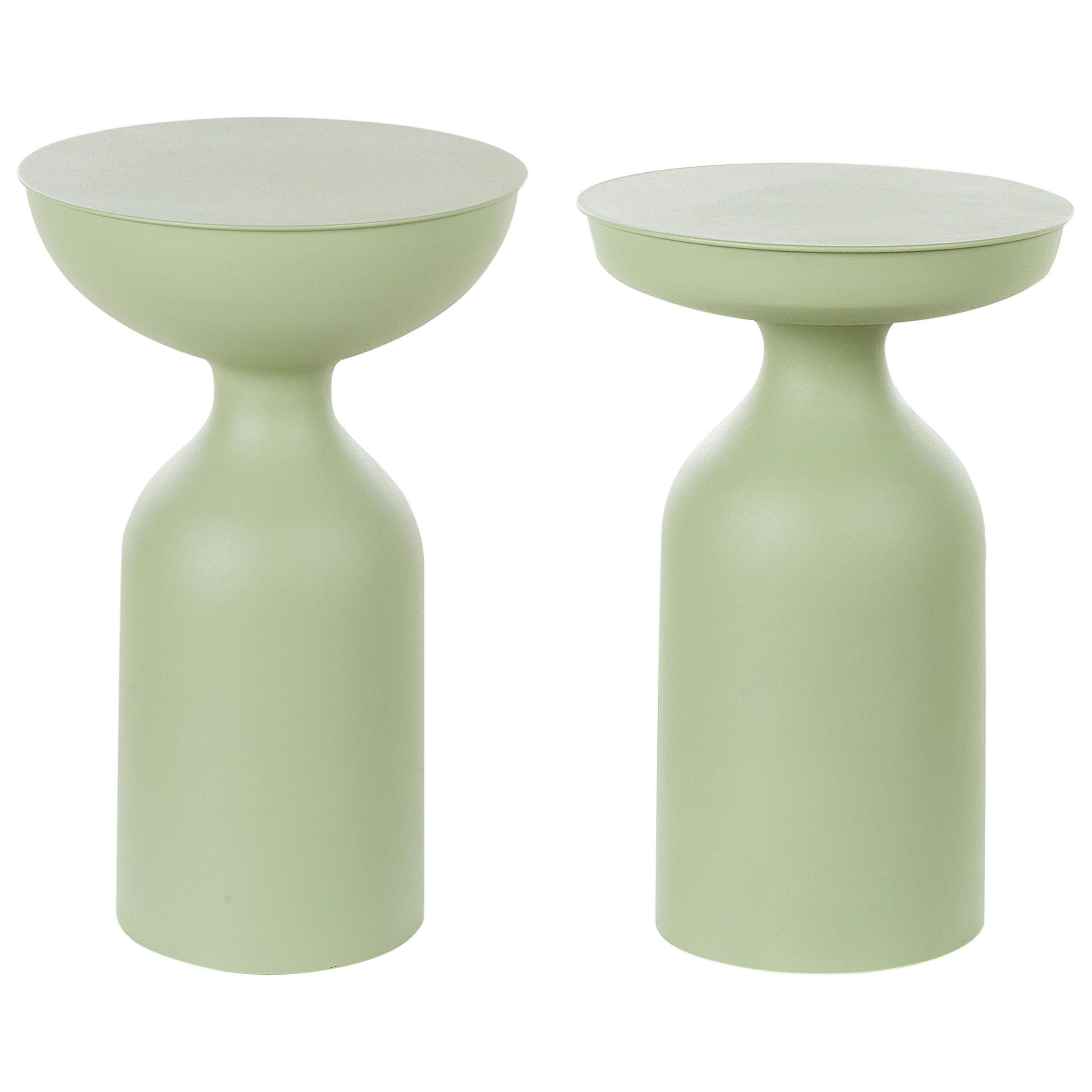 BEISTELLTISCH 2er-Set Metall hellgrün rund Cota/Tenjo - Grün, Metall (36/36/56cm) - Beliani