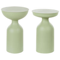 BEISTELLTISCH 2er-Set Metall hellgrün rund Cota/Tenjo - Grün, Metall (36/36/56cm) - Beliani