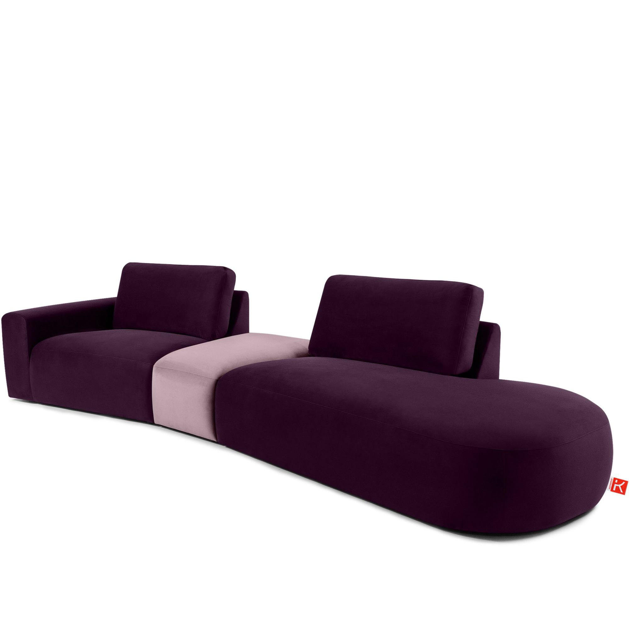 4-SITZER ECKSOFA ZUCCO Velour rechts, Violett - Violett, Textil (350/84/105cm) - KONSIMO®