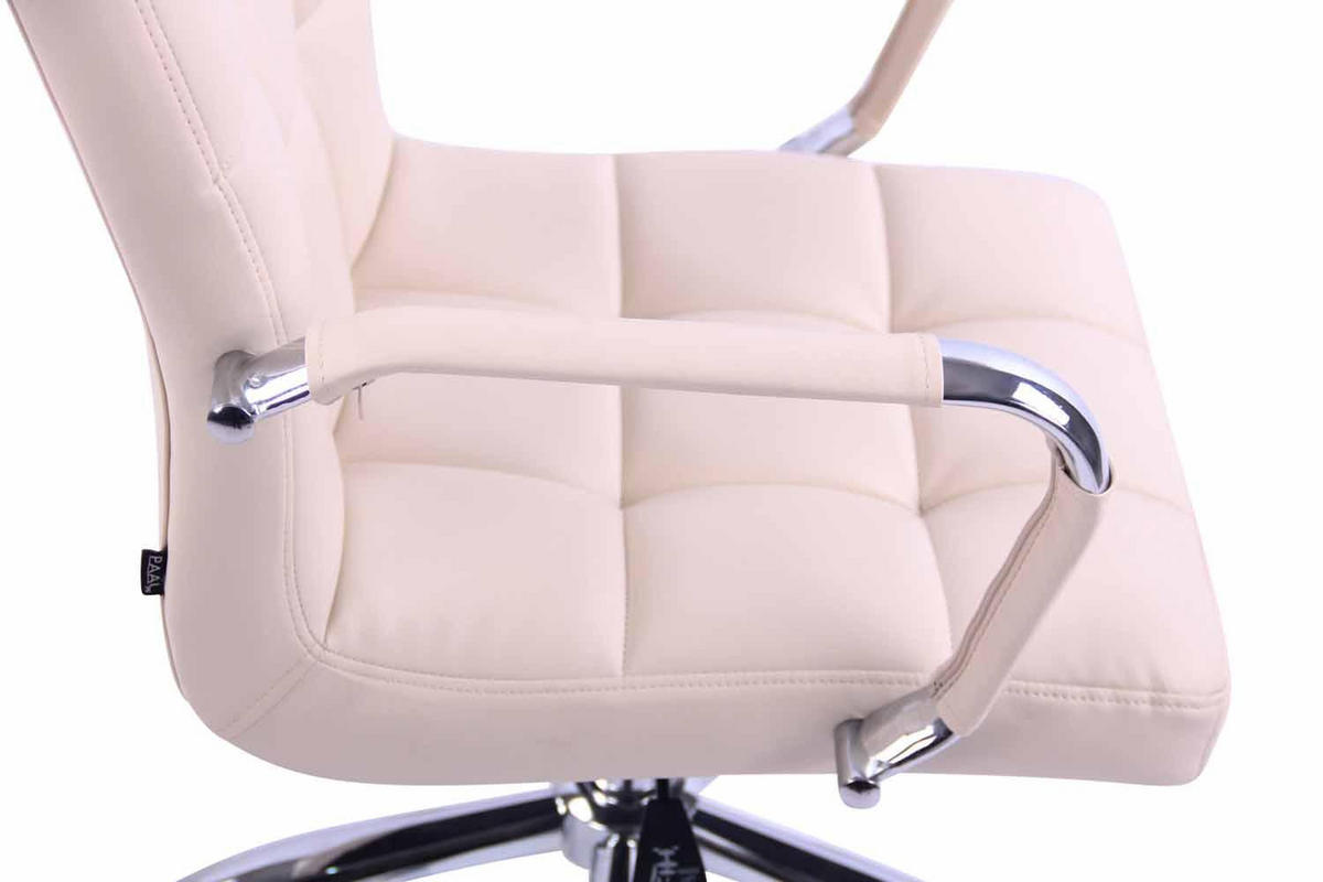 DREHSTUHL Lederlook creme - Chromfarben/Creme, Textil/Metall (56/94/62cm) - CLP