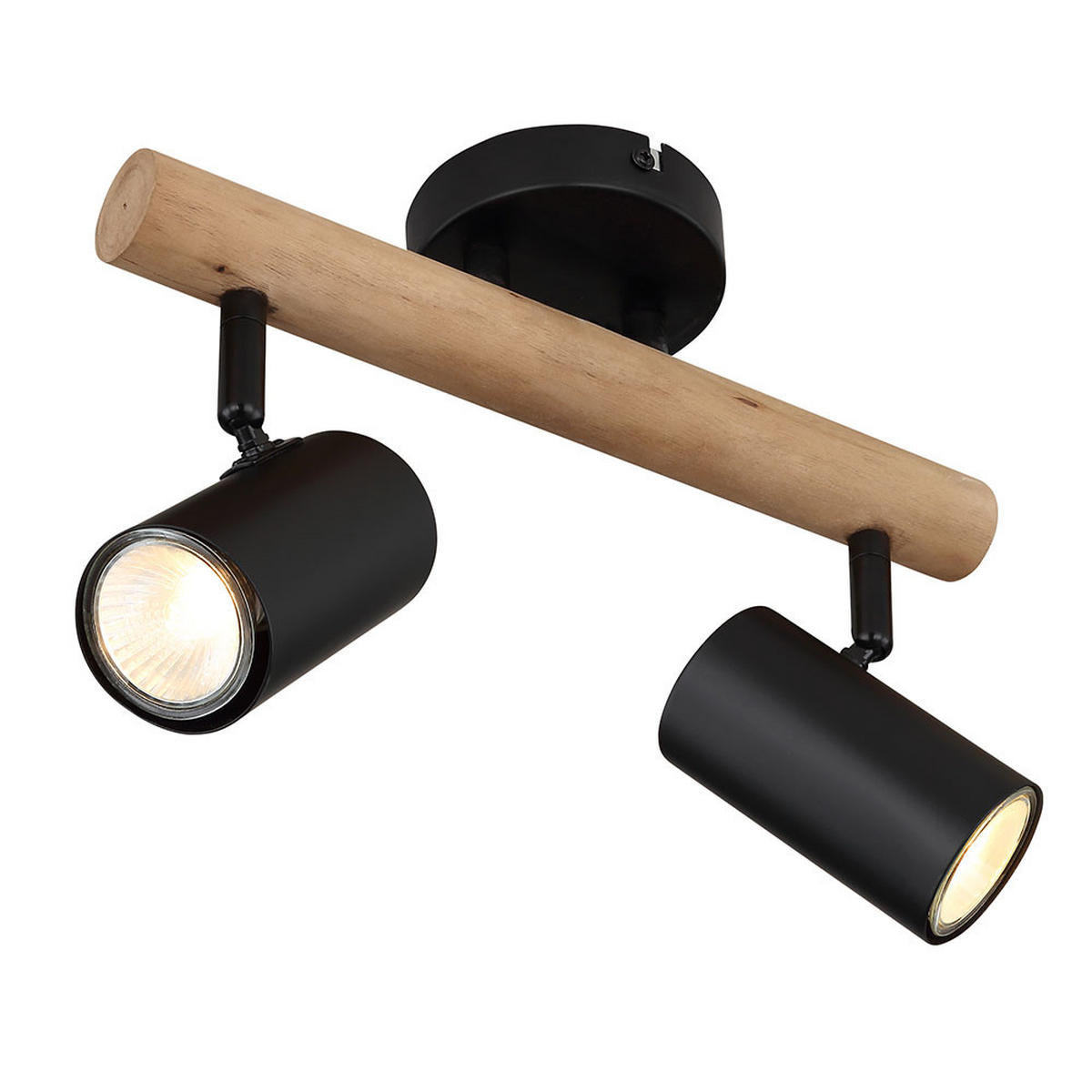 LED DECKENLEUCHTE HERTI Metall Schwarz - Schwarz, Holz (31/10/19.5cm) - Globo Lighting