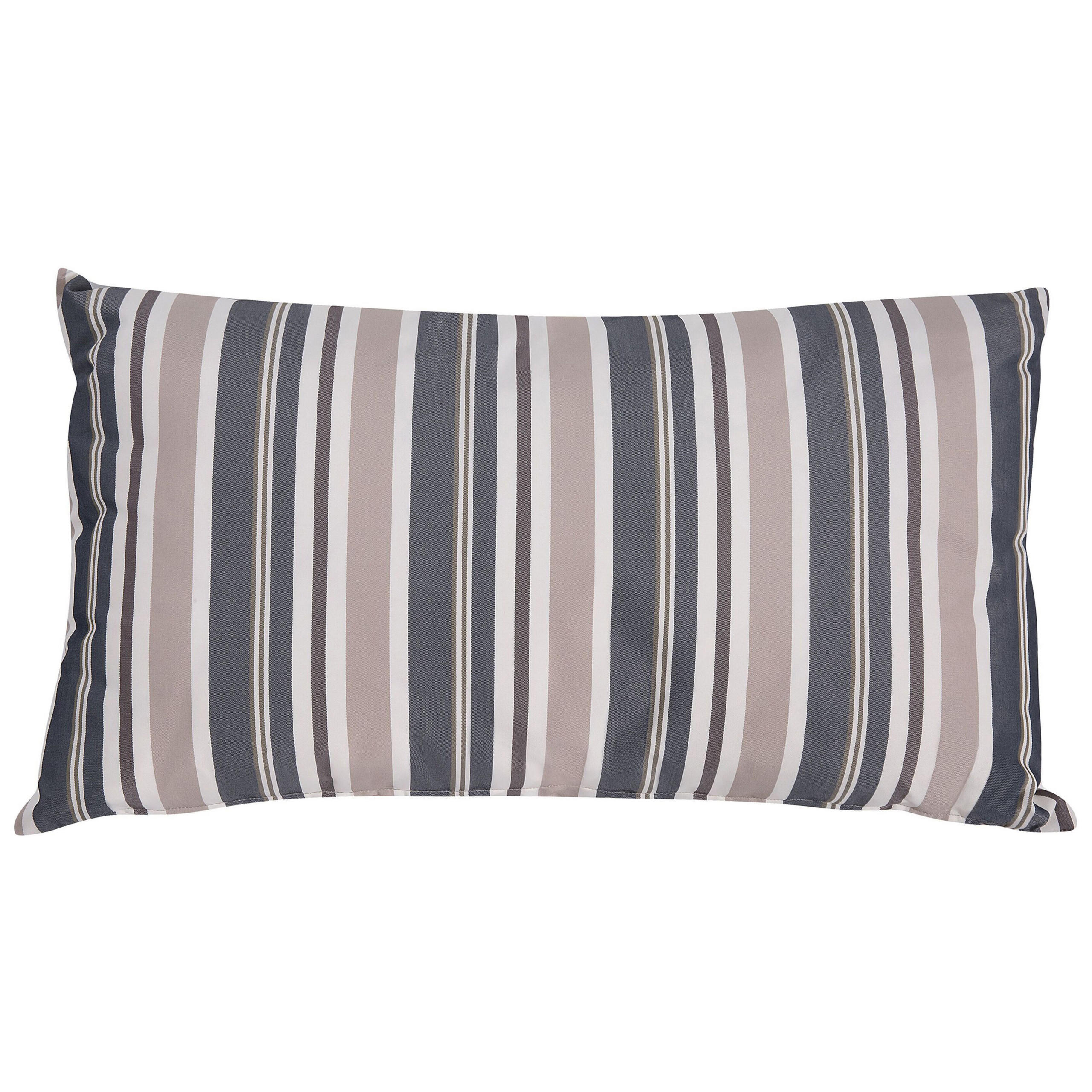 GARTENKISSEN 2er-Set dunkelblau/beige gestreift 40/70 cm Kastos - Hellbraun, Textil (40/70cm) - Beliani