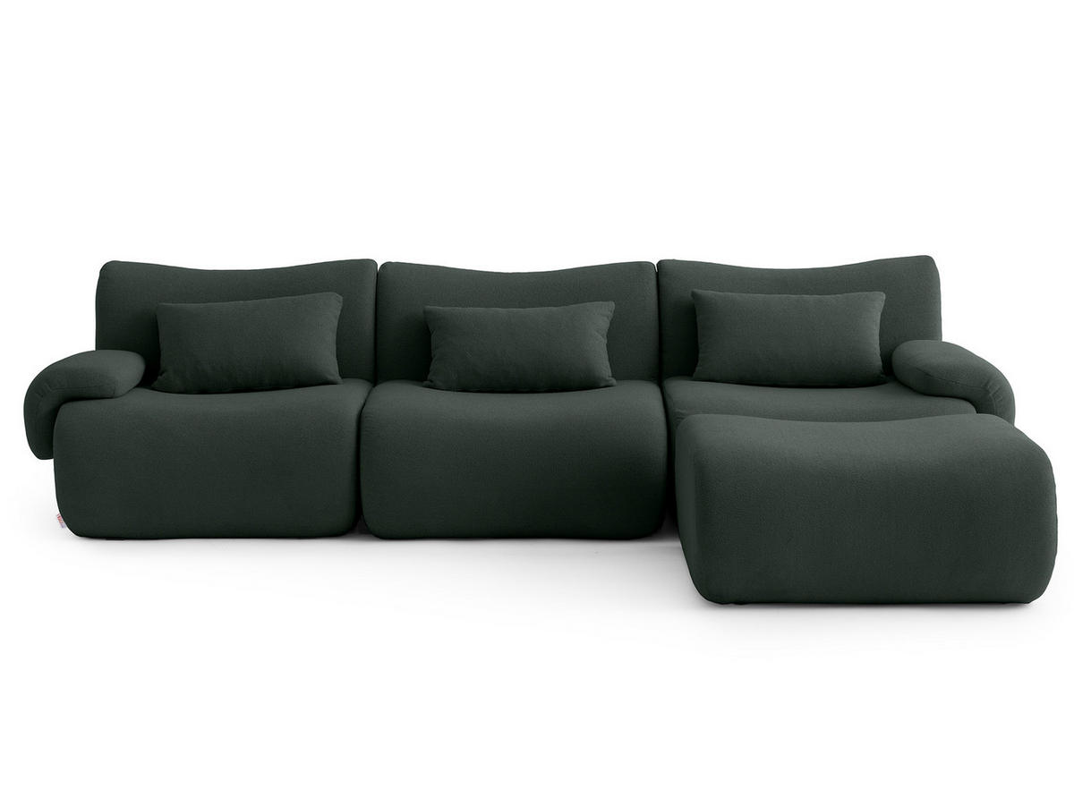 ECKSOFA Bouclé-Stoff Waldgrün - Waldgrün, Textil (281/190cm) - MILYsofa