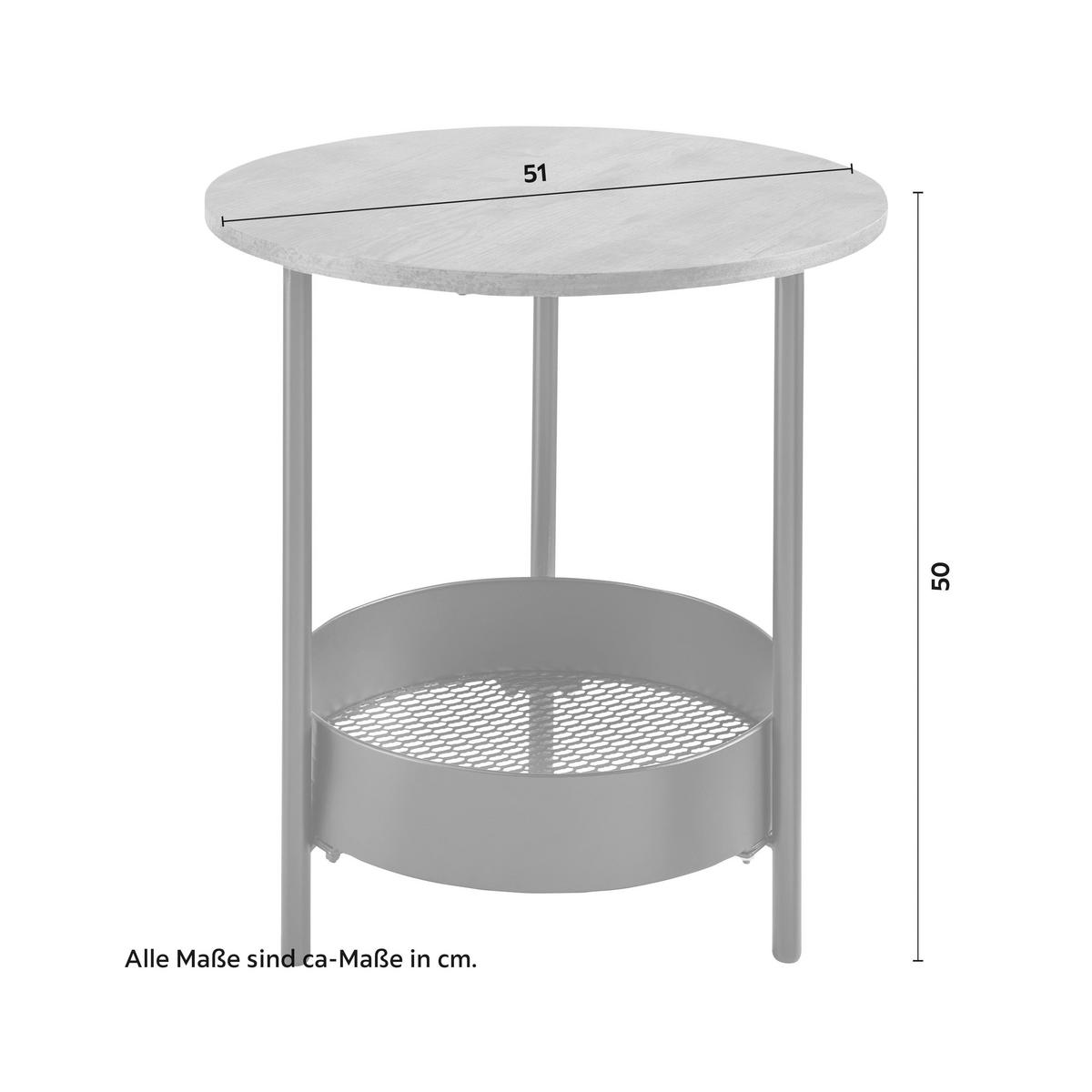 BEISTELLTISCH Ketty Walnussfarben MDF Rund - Walnussfarben, Metall (51/51/50cm)