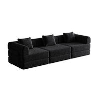 SCHLAFSOFA DE-34533 3-Sitzer 2-in-1 mit Staufach Schwarz - Schwarz, Metall (91.4/69.8/183.8cm) - ComfortXL