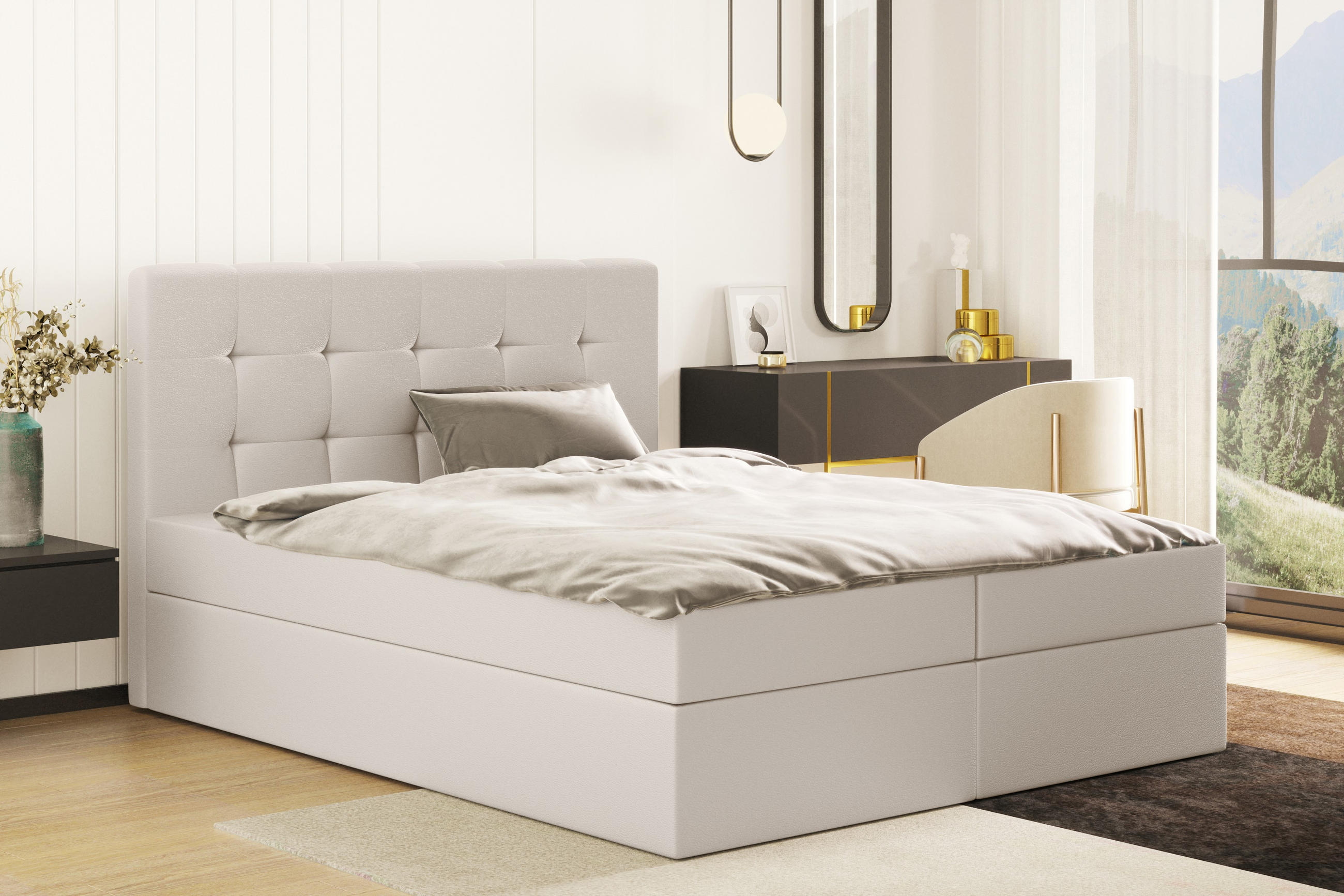 Thumbnail - Kaiser Möbel Boxbett, Beige, Holz, H3, 200x200 cm, Schlafzimmer, Betten, Boxspringbetten