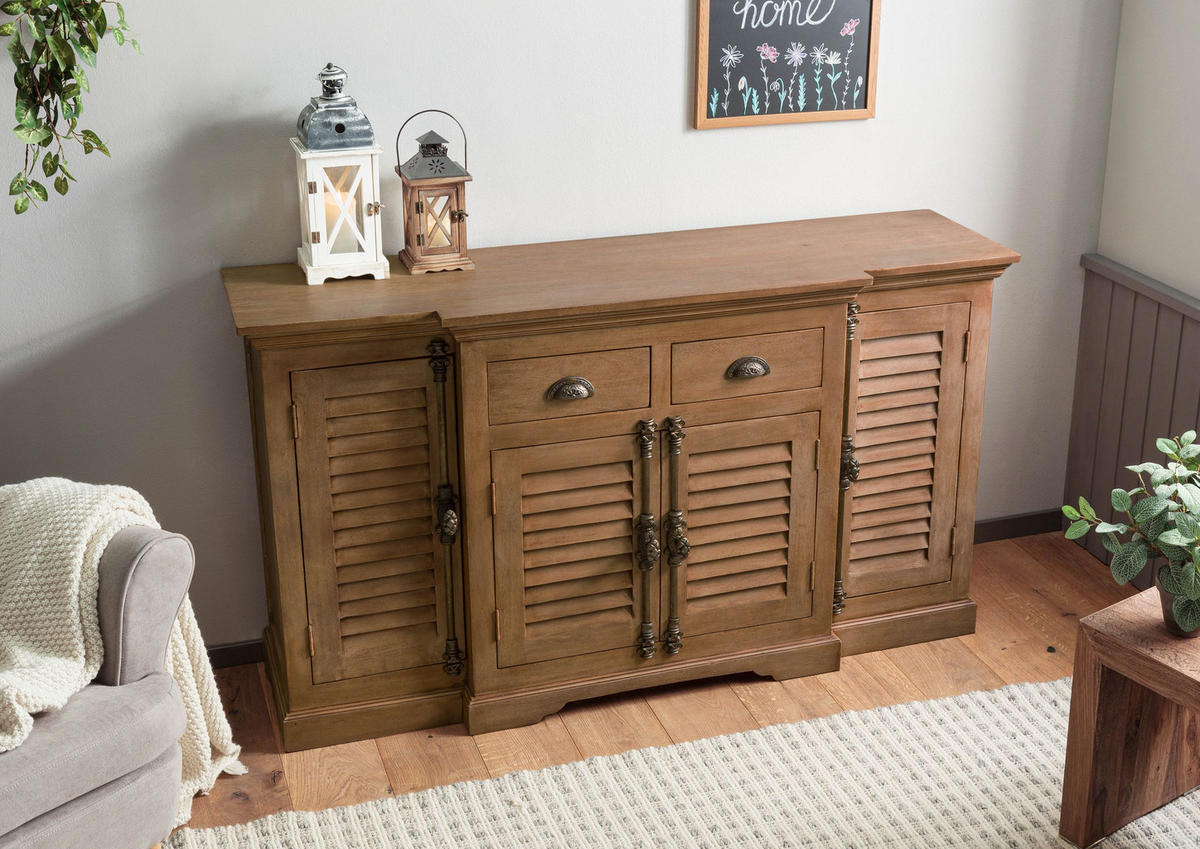 SIDEBOARD Mango 160x45x90 beige geölt TOULOUSE #08 - Beige, Holz (160/90/45cm) - Massivmoebel24