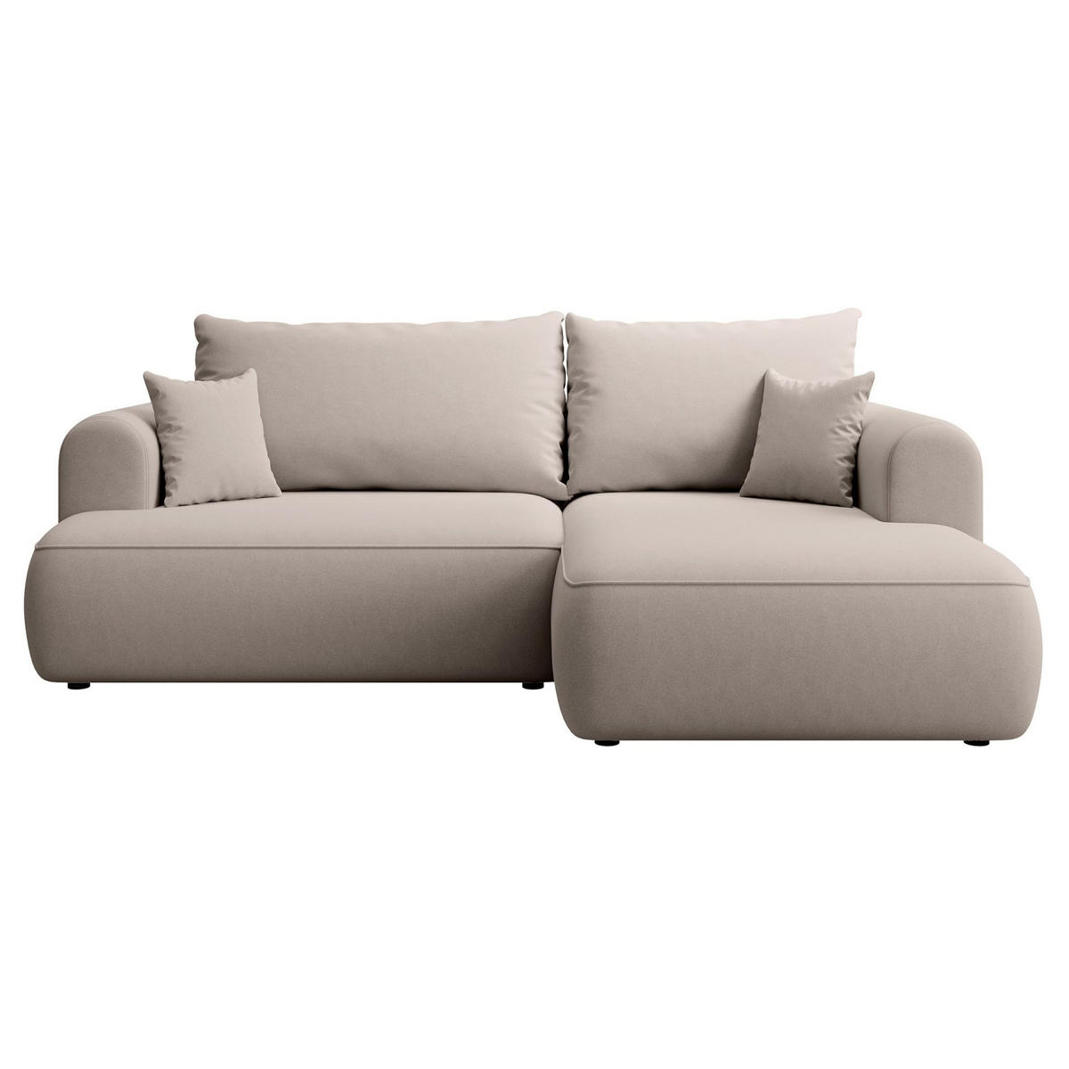 ECKSCHLAFSOFA Ovo Mini Grau Easy-Clean-Samtbezug - Schwarz/Grau, Kunststoff/Textil (238/156cm) - Selsey