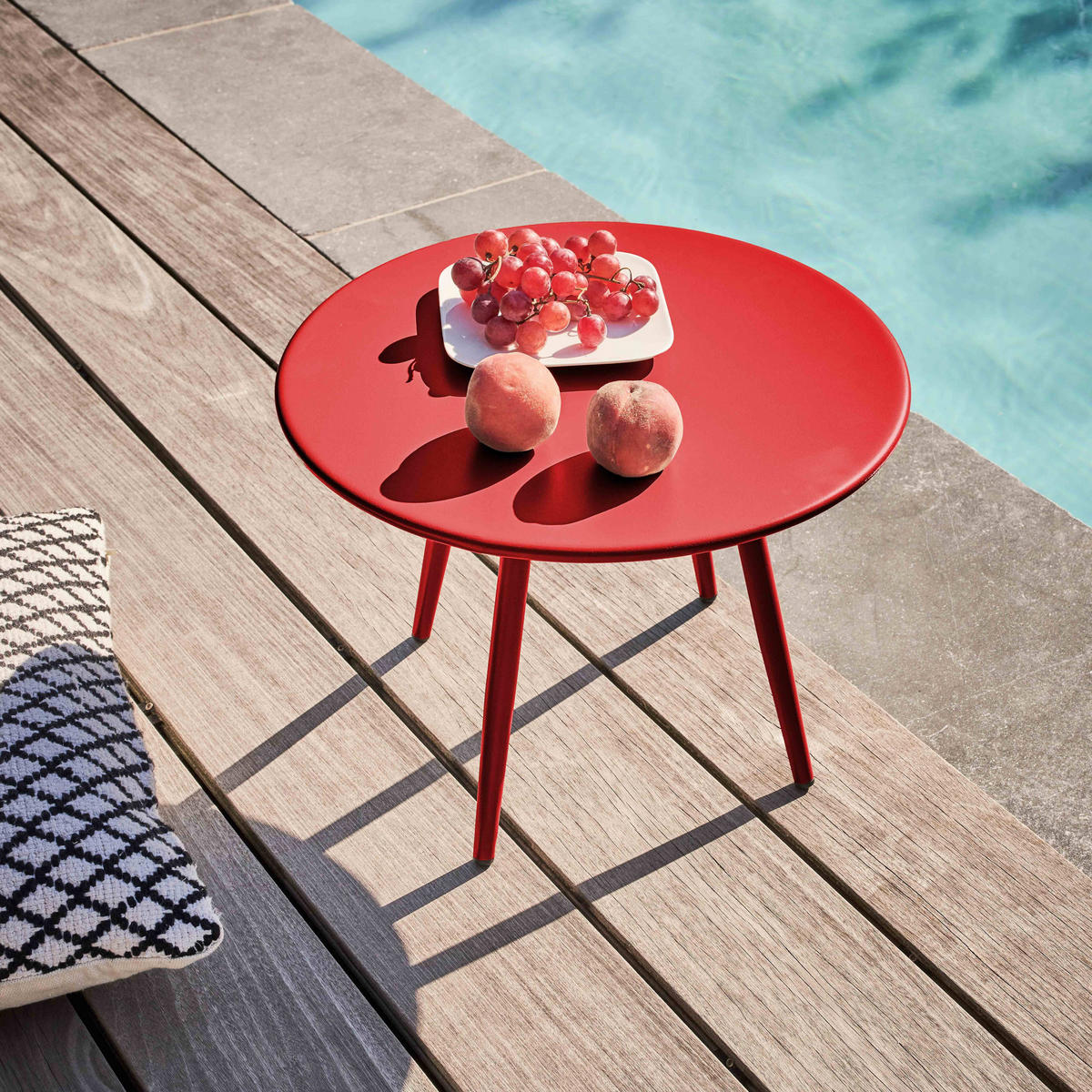 GARTEN-LOUNGETISCH, Rot - Rot, Metall (40/40/30cm) - Oviala