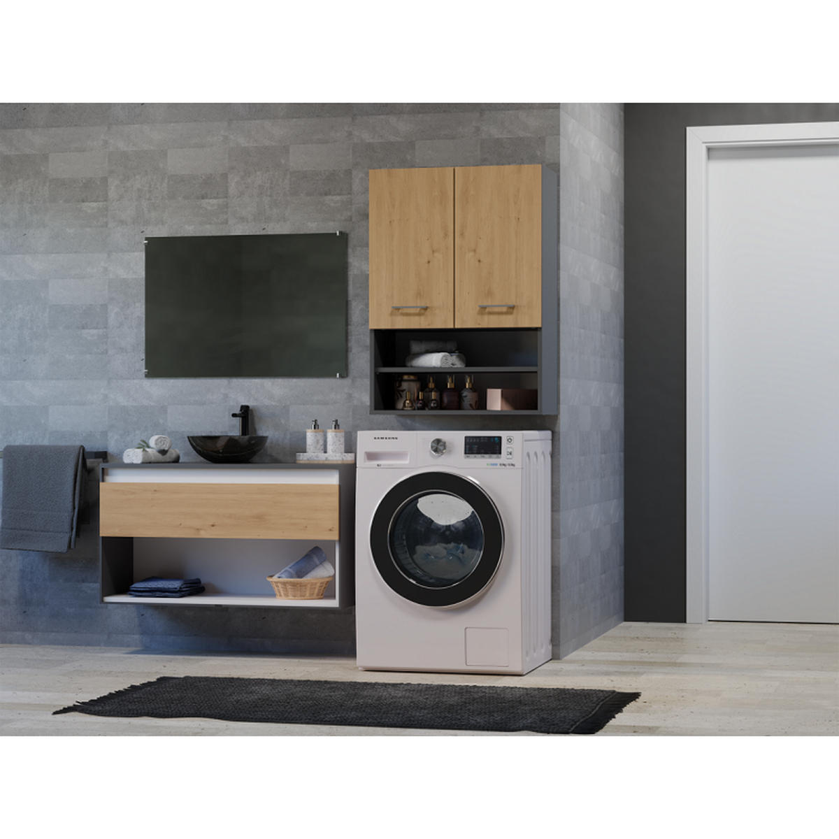 BADEZIMMERSCHRANK Anthrazit, Artisan 64/90/30 - Anthrazit, Holzwerkstoff (64/90/30cm) - RAUMHIRSCH FURNITURE