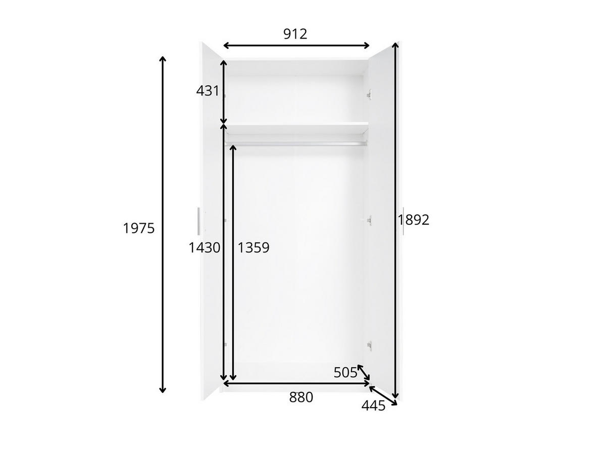 KLEIDERSCHRANK Eiche Wellington, Graphit 91/54/198 - Eichefarben/Graphitfarben, Holzwerkstoff (91/54/198cm) - RAUMHIRSCH FURNITURE
