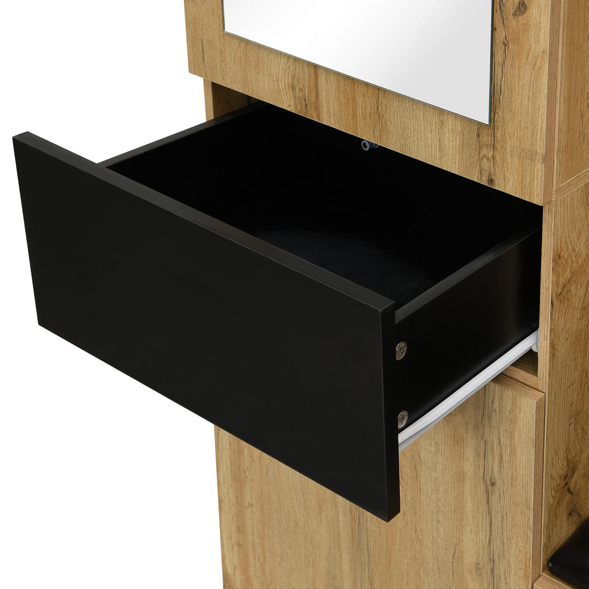SCHUHSCHRANK aus MDF 98,5x38x191cm in Natur mit Spiegel - Naturfarben, Holzwerkstoff (98.5/191/38cm) - Modfu