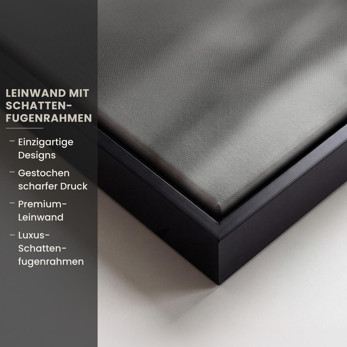 LEINWAND Bilder mit Rahmen - Schottischer Highlander - Nebel - Schwarz - Weiß - 90x60 - Grau, Textil (90/60cm) - MuchoWow