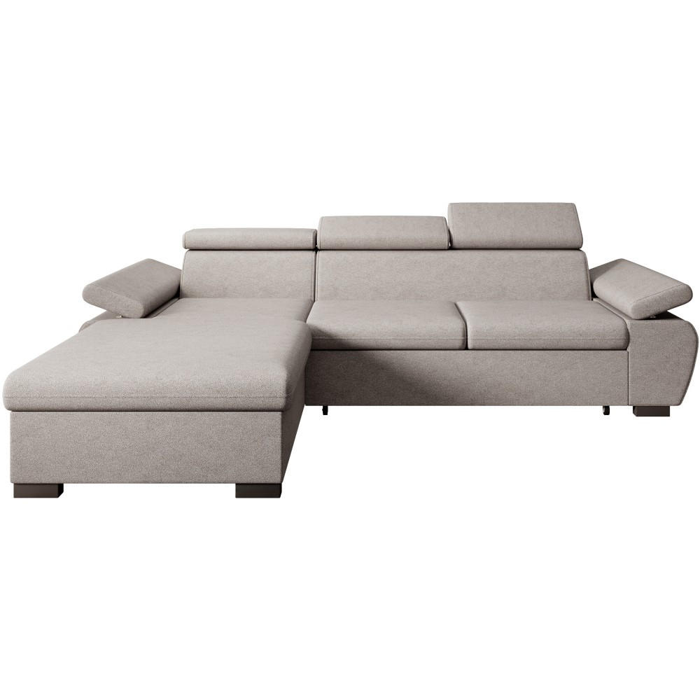 ECKSCHLAFSOFA Coco mit verstellbare Kopfstützen, grau, links - Grau, Textil (273/191cm) - Beautysofa
