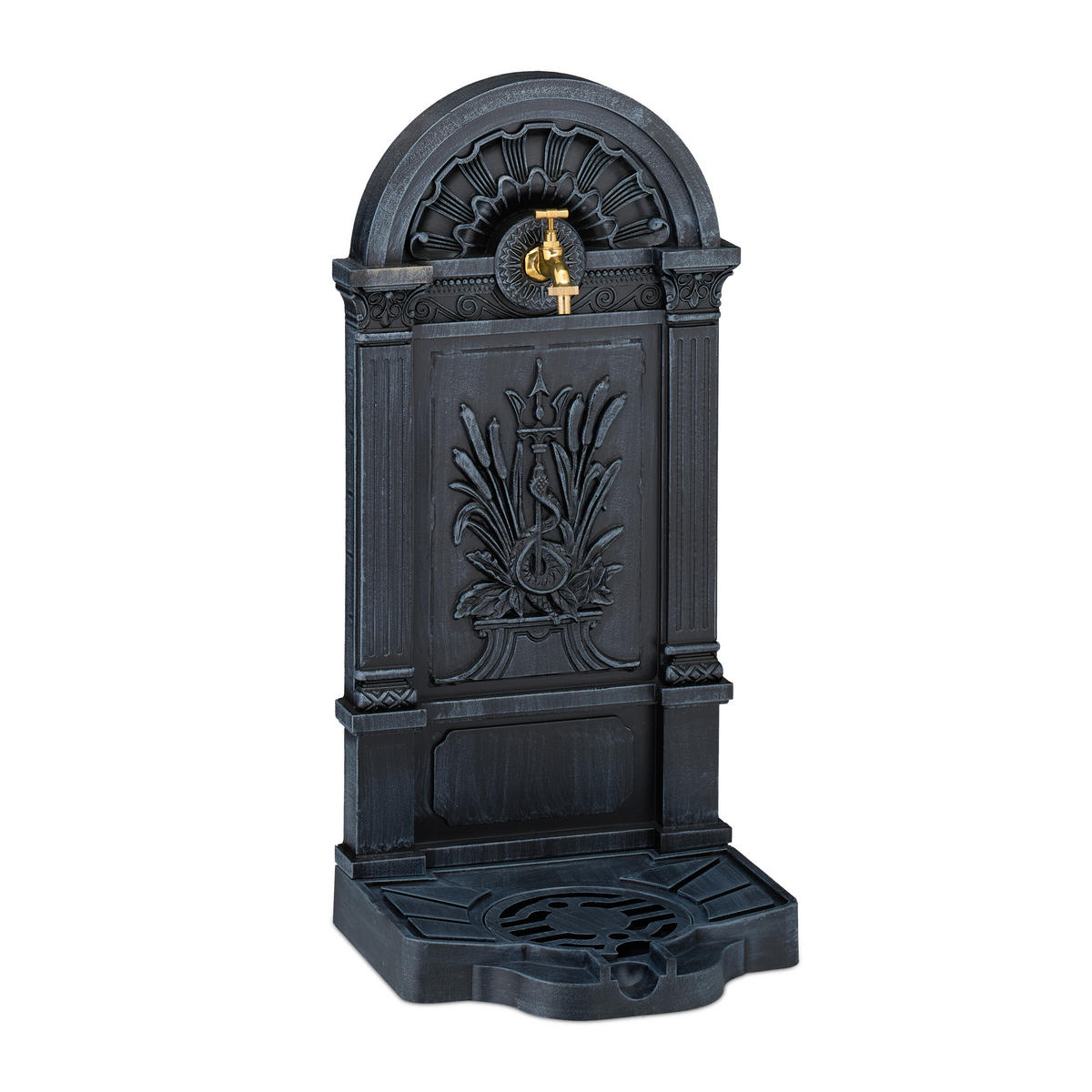 STANDBRUNNEN - Grau, Metall (33/39/82.5cm) - Relaxdays