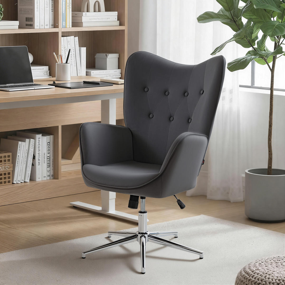 DREHSTUHL Grau 1 Stück - Grau, Naturmaterialien (66/111.5/82cm) - GiPP