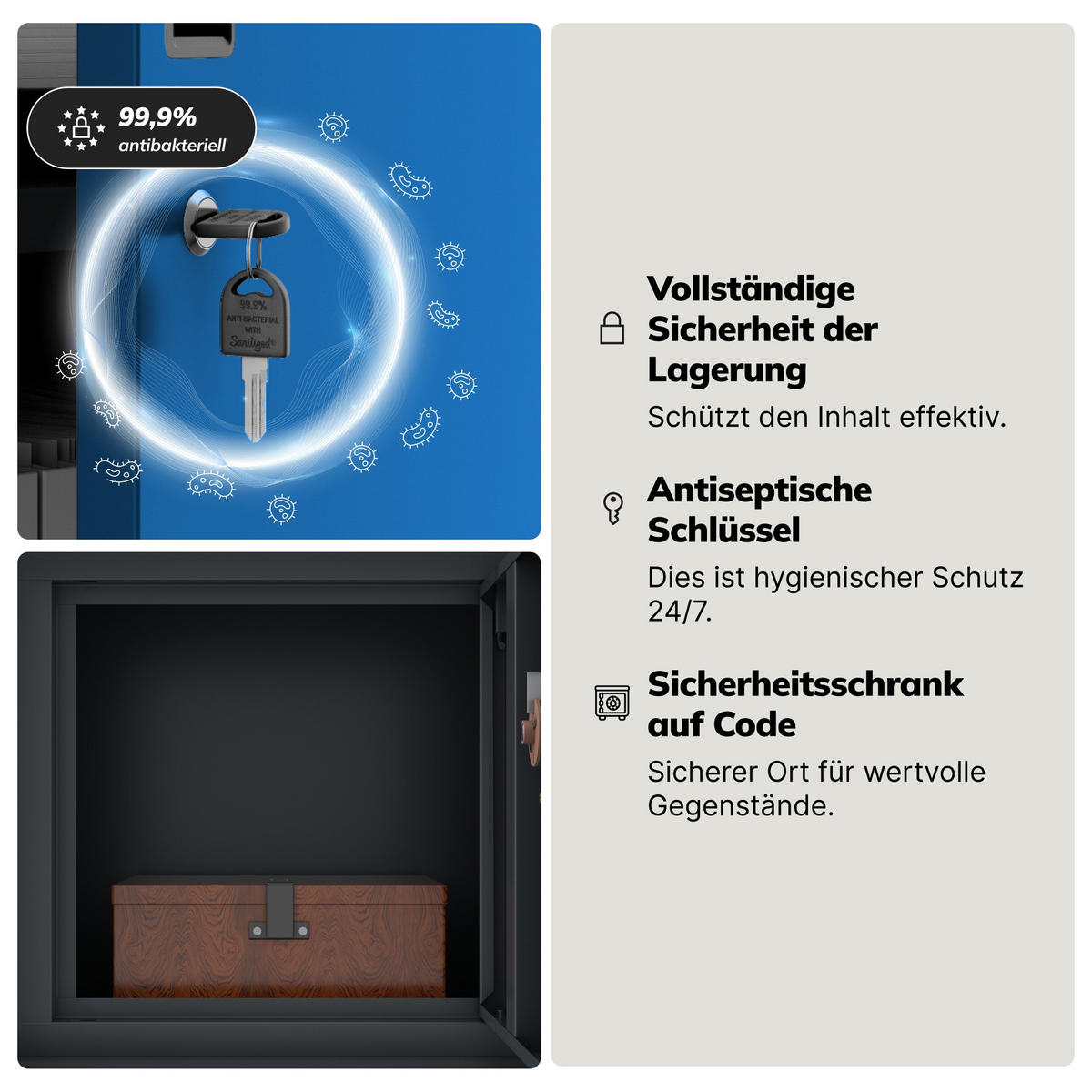 AKTENSCHRANK FILIP II 185x90x40 cm - Blau/Anthrazit, Metall (90/185/40cm) - Jan Nowak