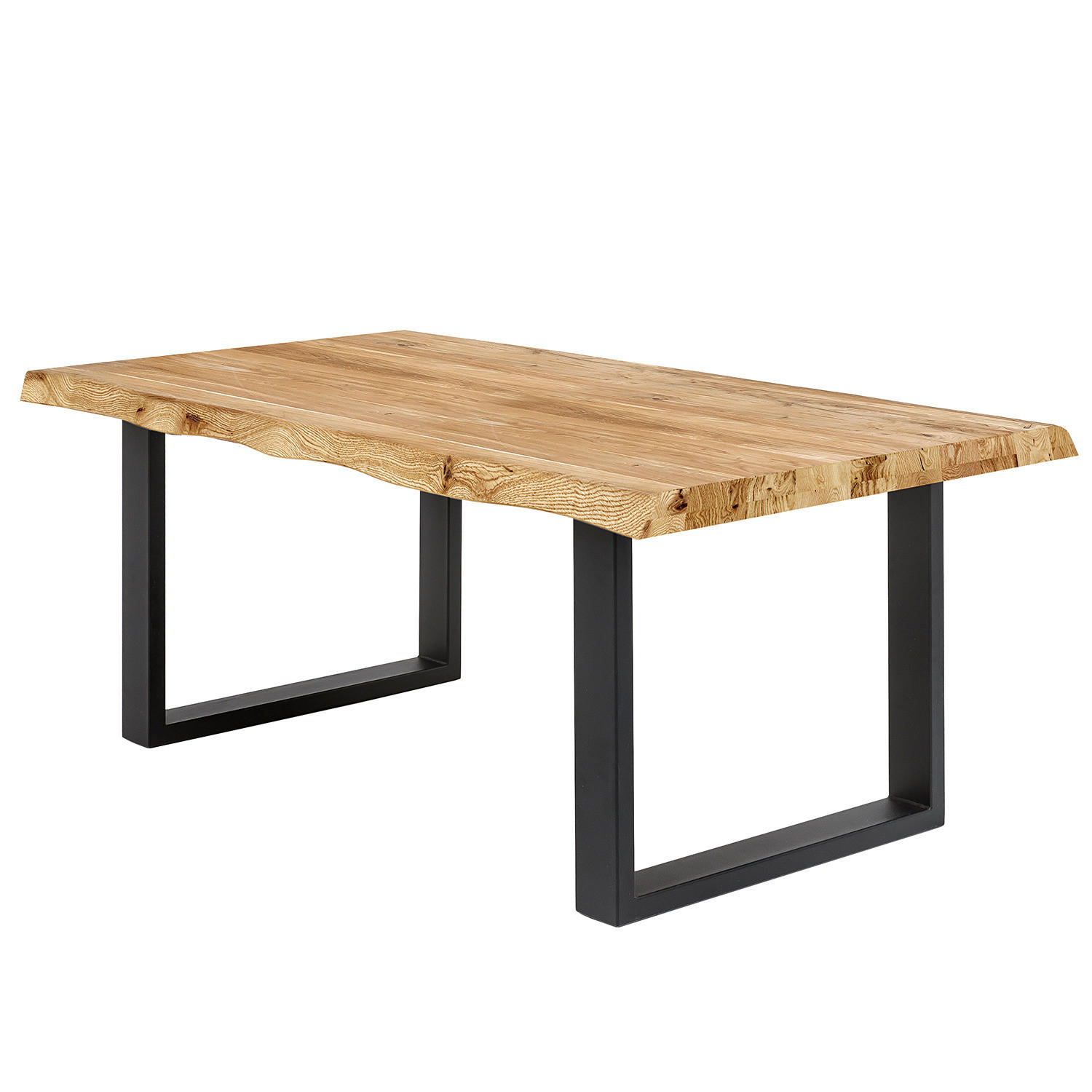 ESSTISCH - Metall / Massivholz - Eichefarben/Schwarz, Holz/Metall (100/180/76cm) - home24