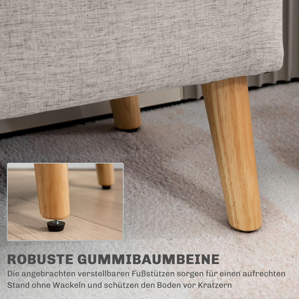 SITZBANK Polsterbank mit Stauraum scandinavia Truhenbank Polyester Holz Beige - Beige, Kunststoff (39/45/110cm) - HOMCOM