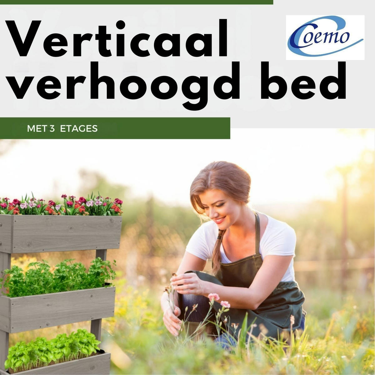 HOCHBEET 3 Etagen Holz Grau 75/30/75 cm - Grau, Holz (30/75/75cm) - Coemo