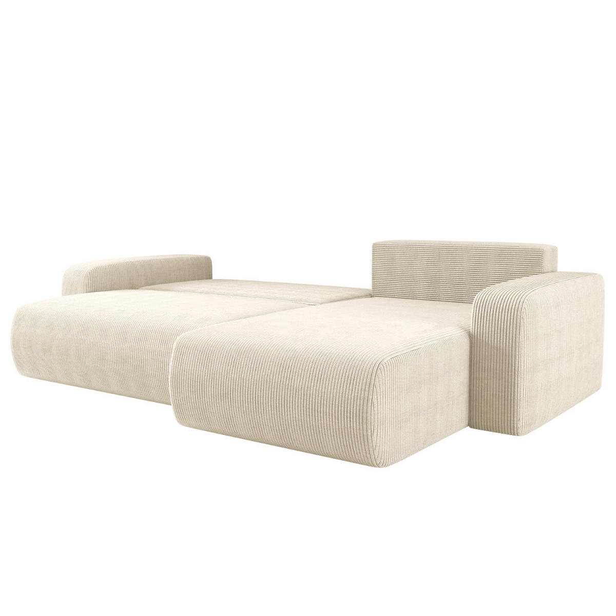 SCHLAFSOFA MILANO XL und bettkasten stoff Poso Dicker Cord Ecru Rechts - Ecru, Holz (274/82/145cm) - Kaiser Möbel