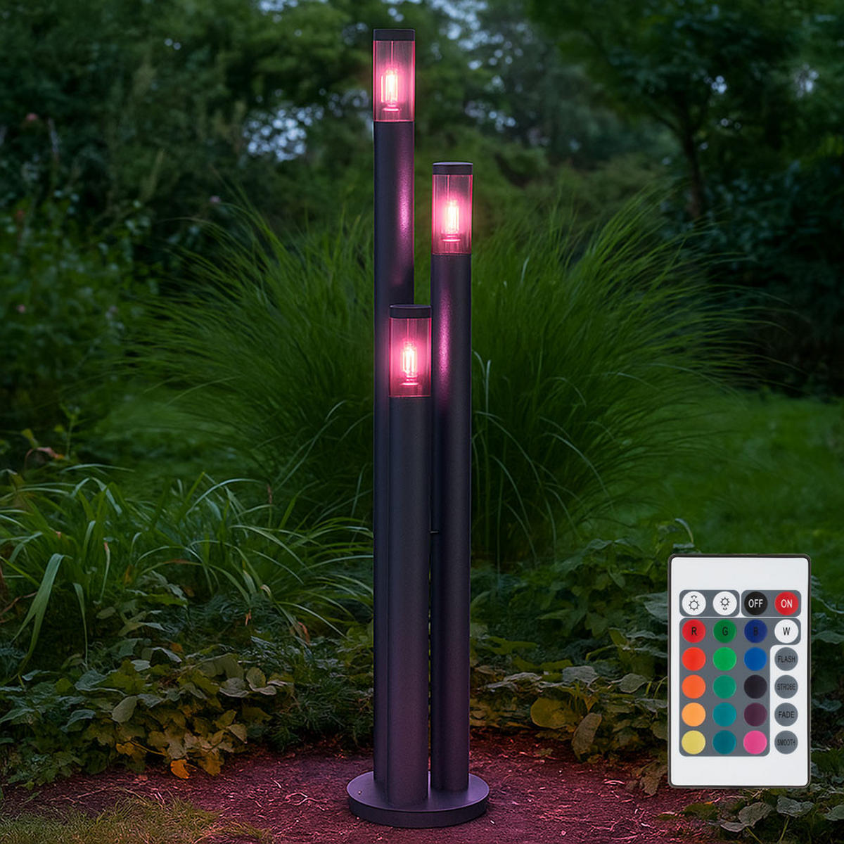 RGB LED STEHLEUCHTE Edelstahl Anthrazit - Anthrazit, Metall (28/28/170cm) - Globo Lighting