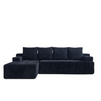 ECKSOFA 260/168/58 cm Schwarz mit Aufbewahrungstasche und 2 Becherhalter - Schwarz, Textil (260/168cm) - Oxeza