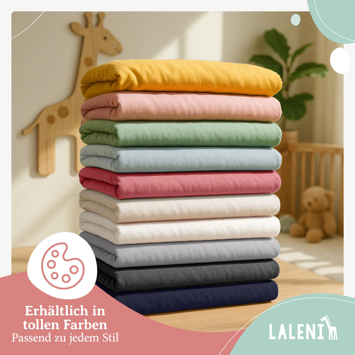 SPANNBETTLAKEN für Beistellbett & Stubenwagen – 100% Baumwolle, Atmungsaktiv & Weich, 28x73cm - 30x76cm, Blau - Blau, Textil (28/76cm) - Laleni