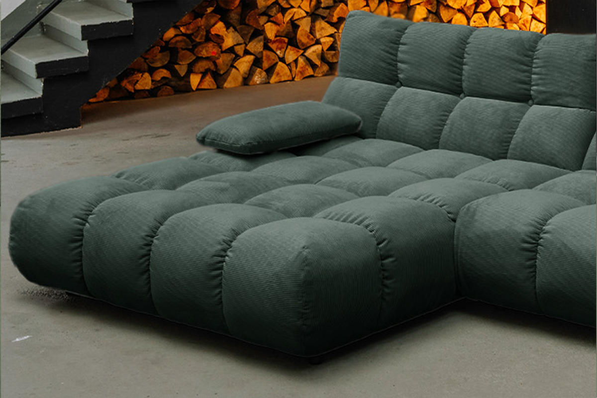 ECKSOFA VIVIEN Smaragdgrün Cord - Smaragdgrün/Schwarz, Kunststoff/Textil (290/178cm) - KAWOLA