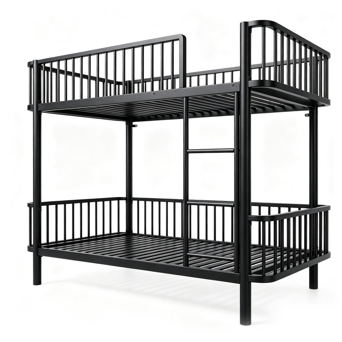 ETAGENBETT aus Metall 90x200 cm Schwarz mit Sicherheitsgeländern - Schwarz, Metall (90/200cm) - Modfu