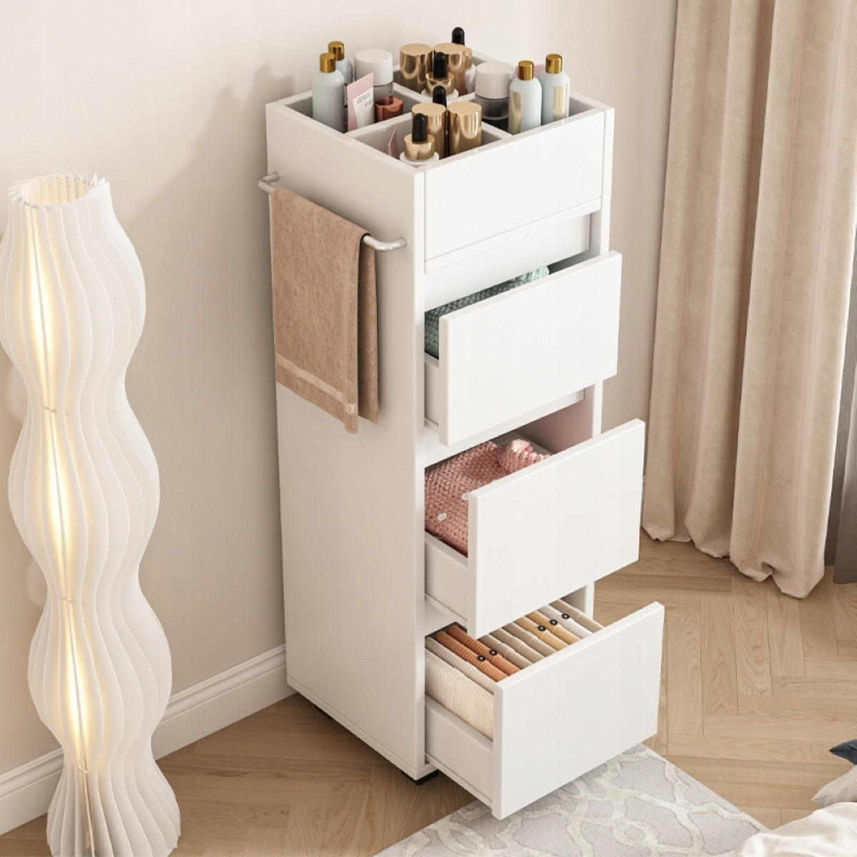 BADEZIMMERREGAL - Weiß, Holzwerkstoff (33/90/30cm)