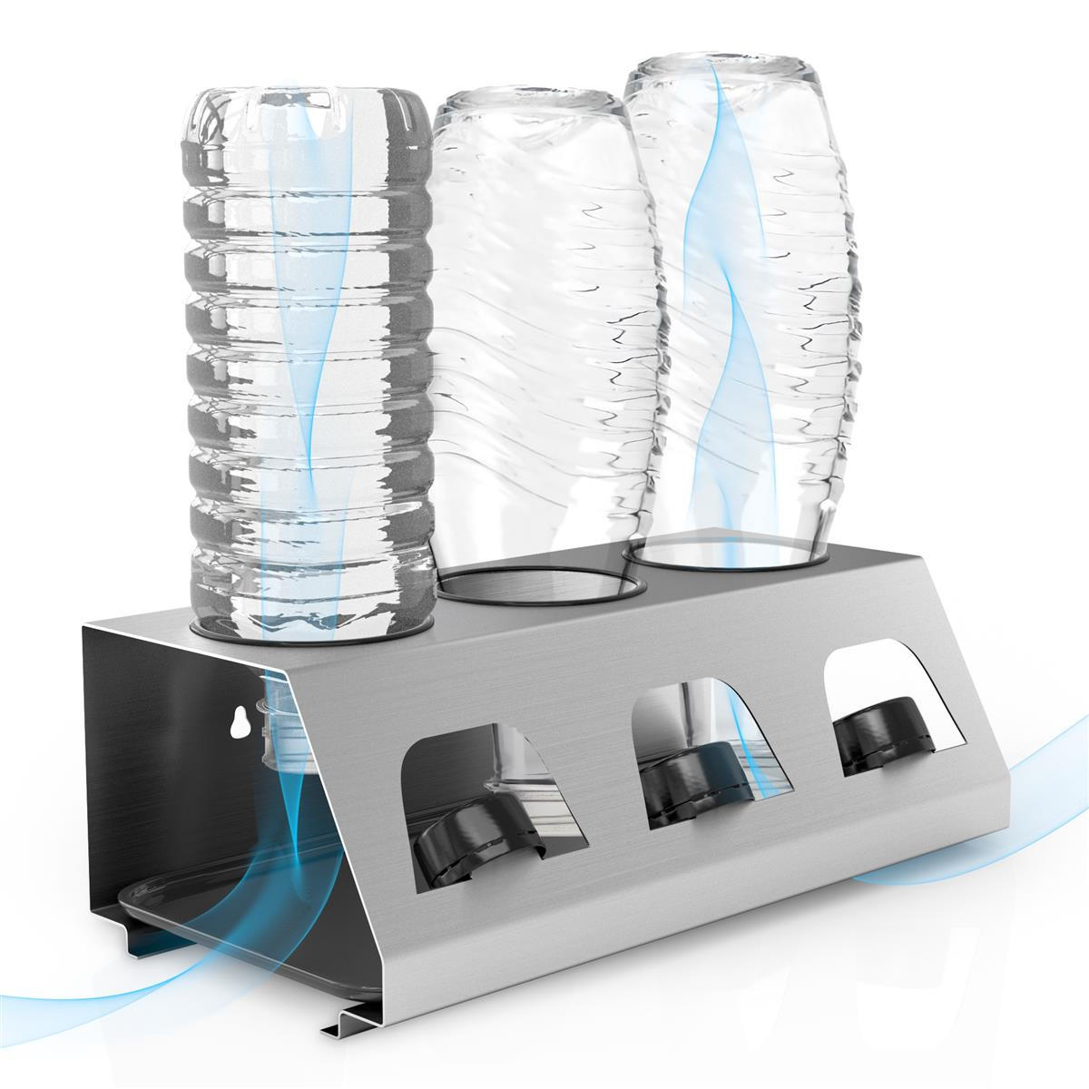 ABTROPFGESTELL für bis zu 3 Flaschen - Silberfarben, Metall (15/11/30cm) - Intirilife