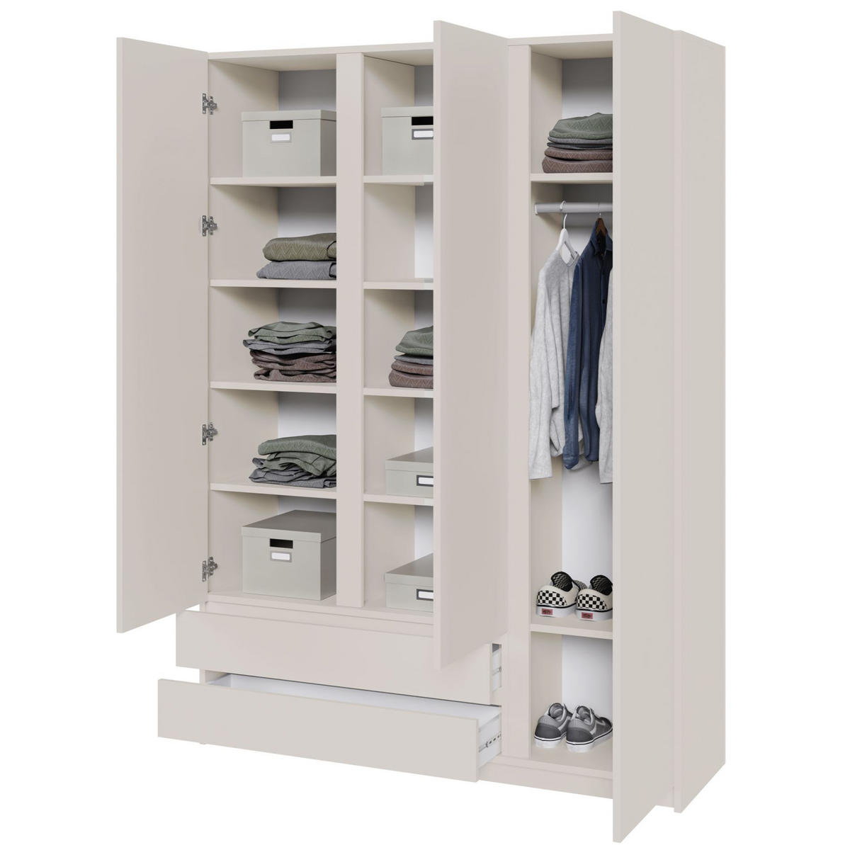 KLEIDERSCHRANK Bemmi Kaschmirgrau 150 cm - Taupe, Holzwerkstoff (150/210/50cm) - Selsey