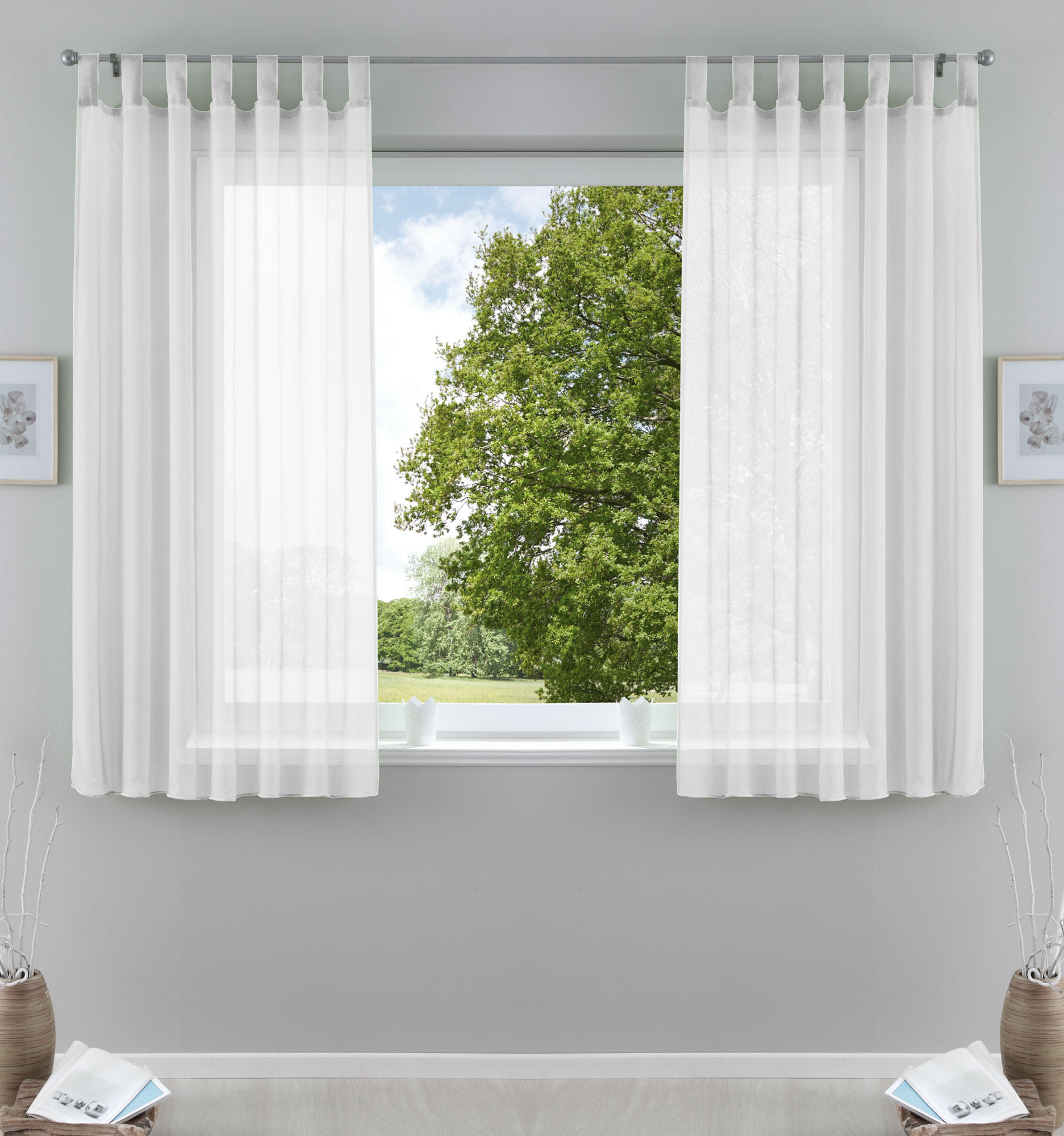 SCHLAUFENGARDINEN Voile 2er Set 175x140 cm Weiß - Weiß, Textil (140/175cm) - Gardinenbox.eu