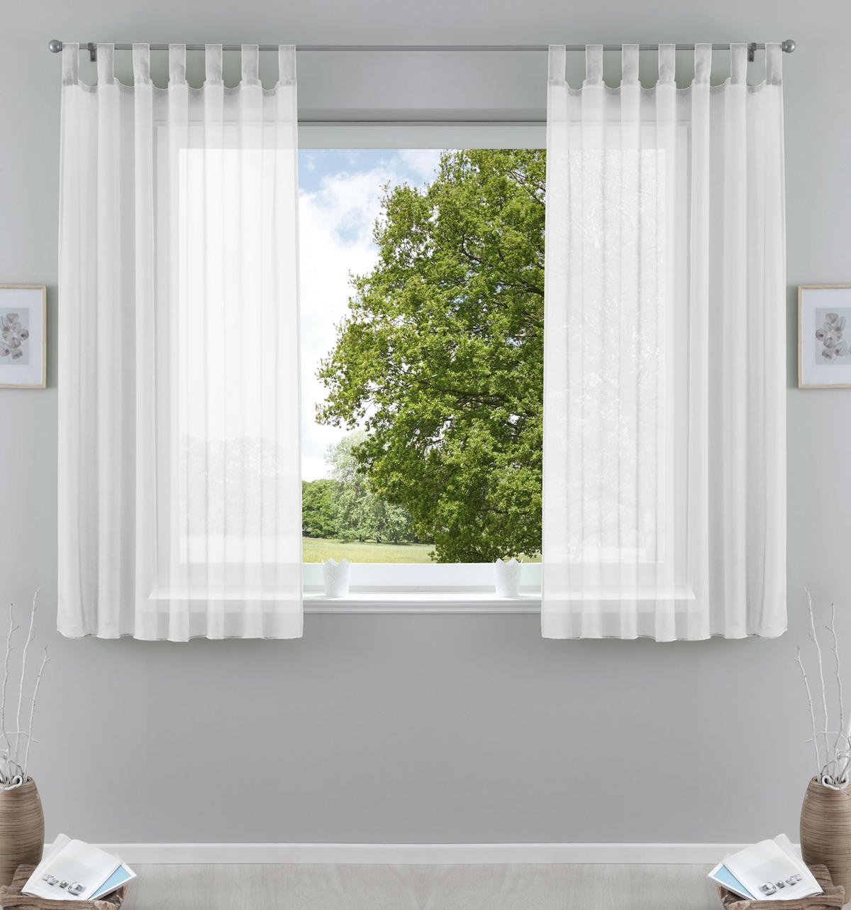 SCHLAUFENGARDINEN Voile 2er Set 175x140 cm Weiß - Weiß, Textil (140/175cm) - Gardinenbox.eu