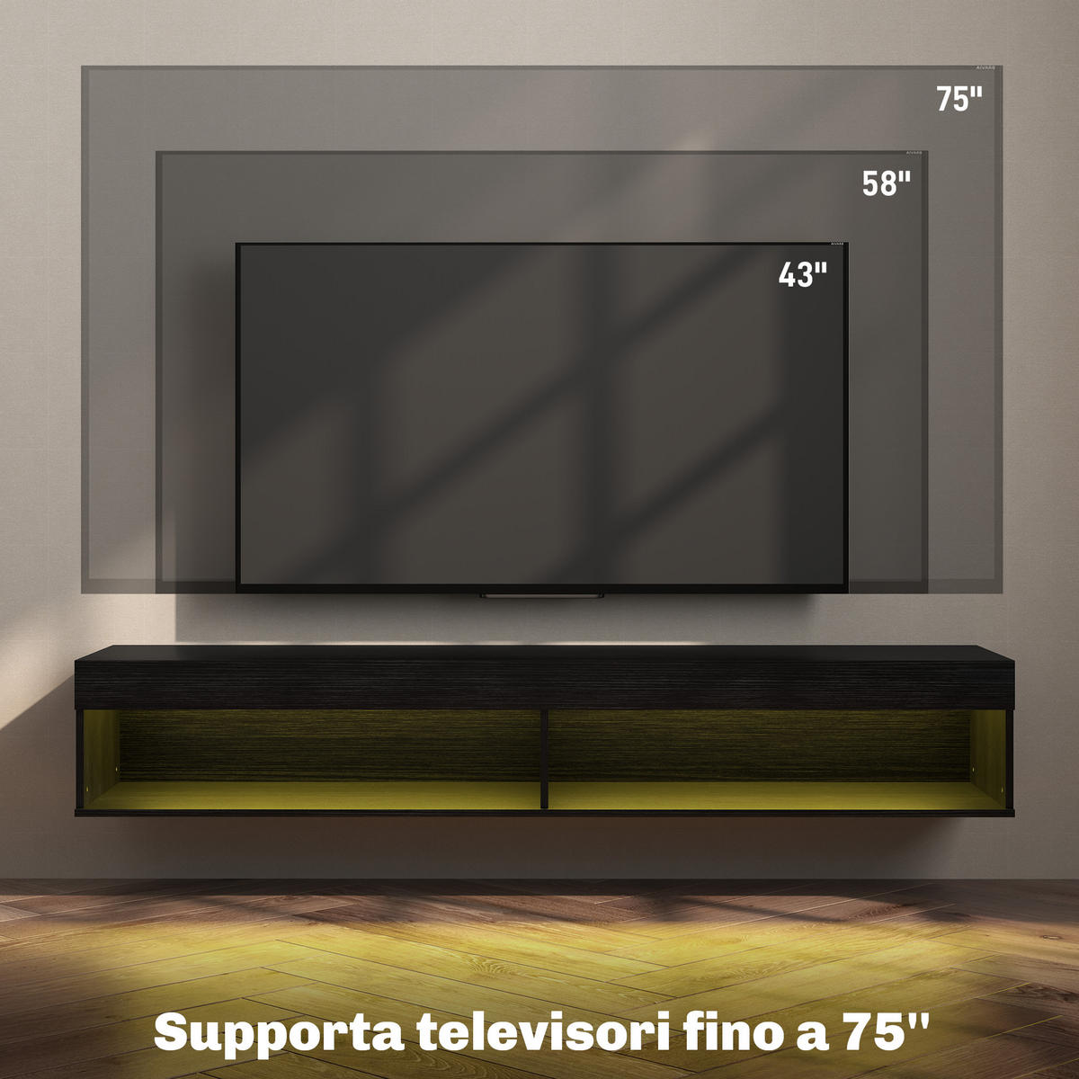 TV-MÖBEL Schwarz 1 Stück - Schwarz, Holzwerkstoff (180/30/40cm) - GiPP