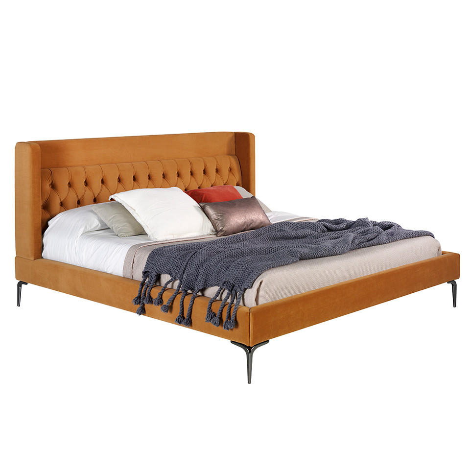 BETT Senf Grau 193/226/115 cm - Dunkelgelb/Grau, Textil (180/200cm) - ANGEL CERDA