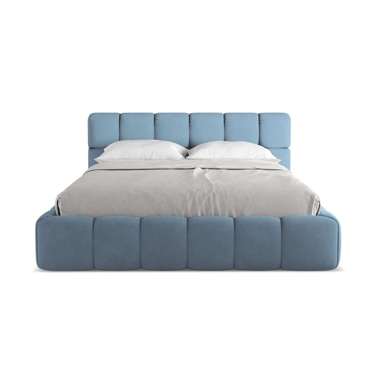 POLSTERBETT mit Bettkasten und Lattenrost 180x228 Blau - Blau/Blaugrau, Kunststoff/Textil (160/200cm) - LaMiaSofa